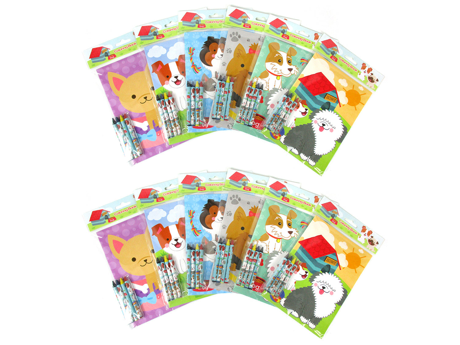 Dogs And Puppies Coloring Books With Crayons - Set Of 6 Or 12