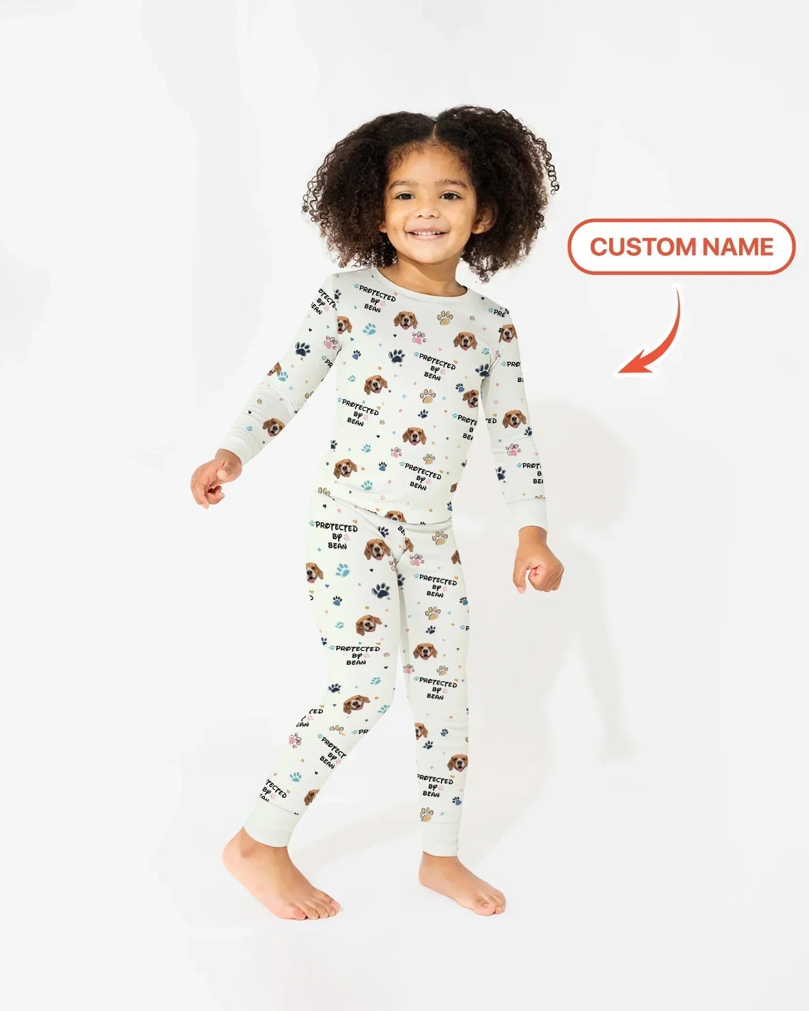 Custom Dogs Photo "protected By" Bamboo Two Piece Long Sleeve Pajama Set
