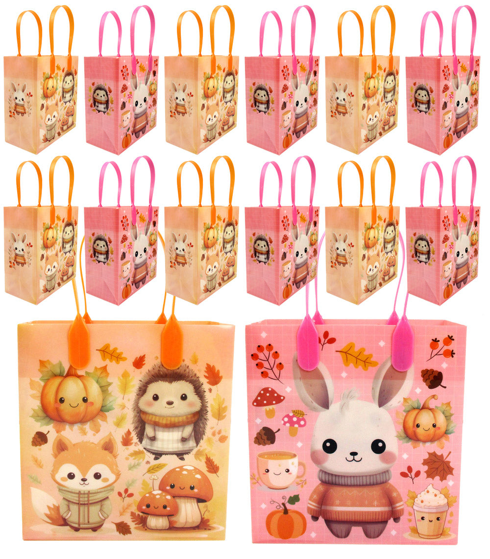 Autumn Cozy Animal Party Favor Treat Bags - Set Of 6 Or 12