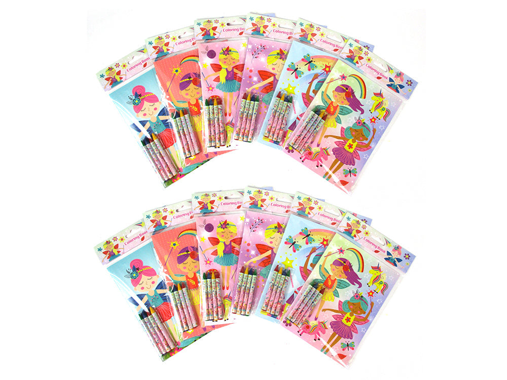 Magic Fairies Coloring Books With Crayons Party Favors - Set Of 6 Or 12