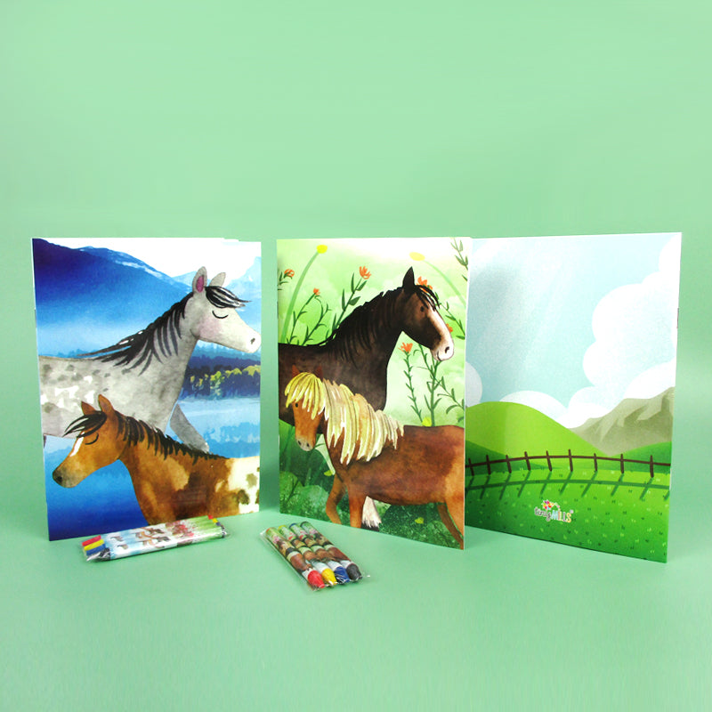 Horses Coloring Books With Crayons Party Favors - Set Of 6 Or 12