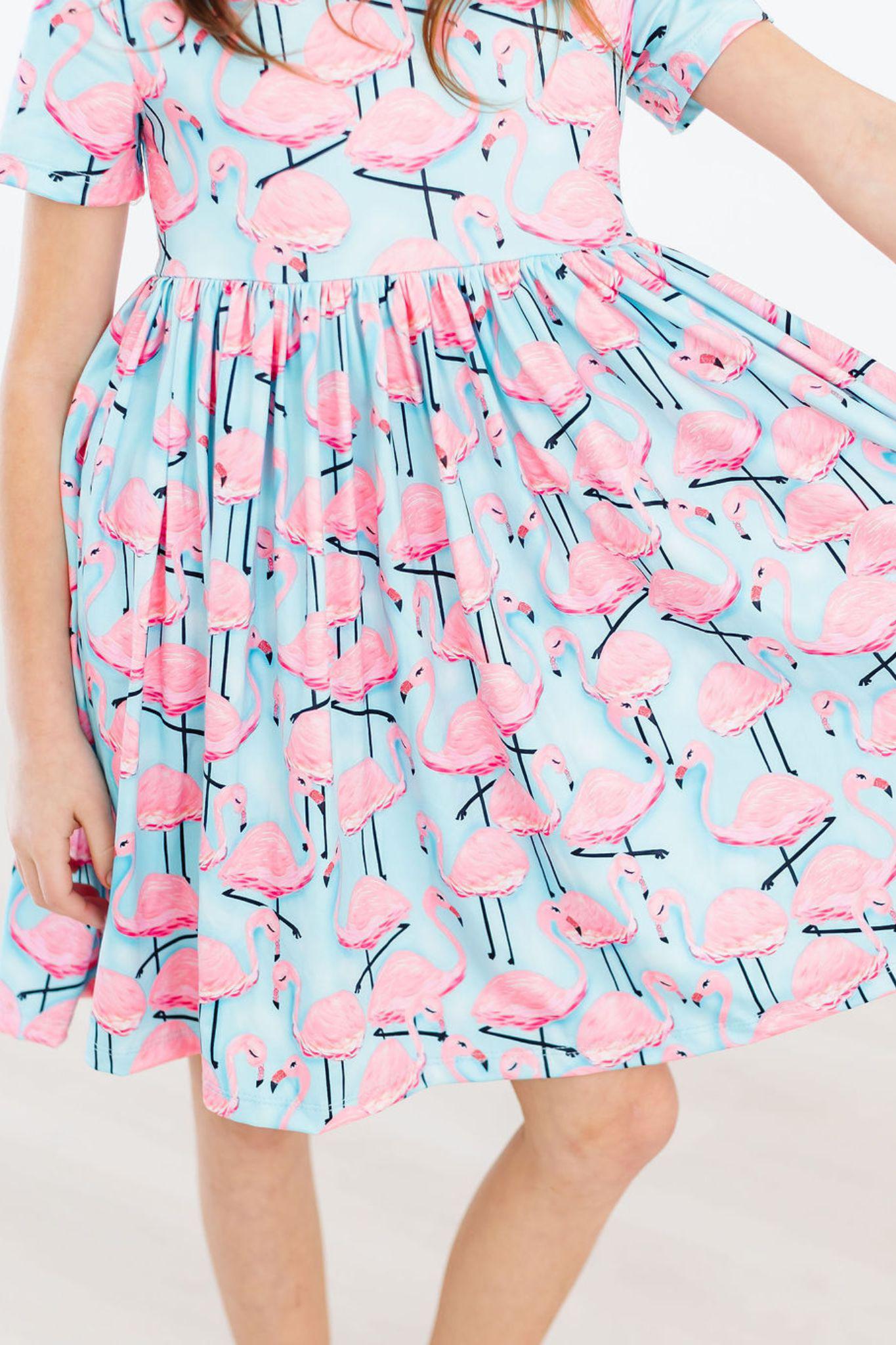 Pretty In Pink Flamingos S/s Twirl Dress