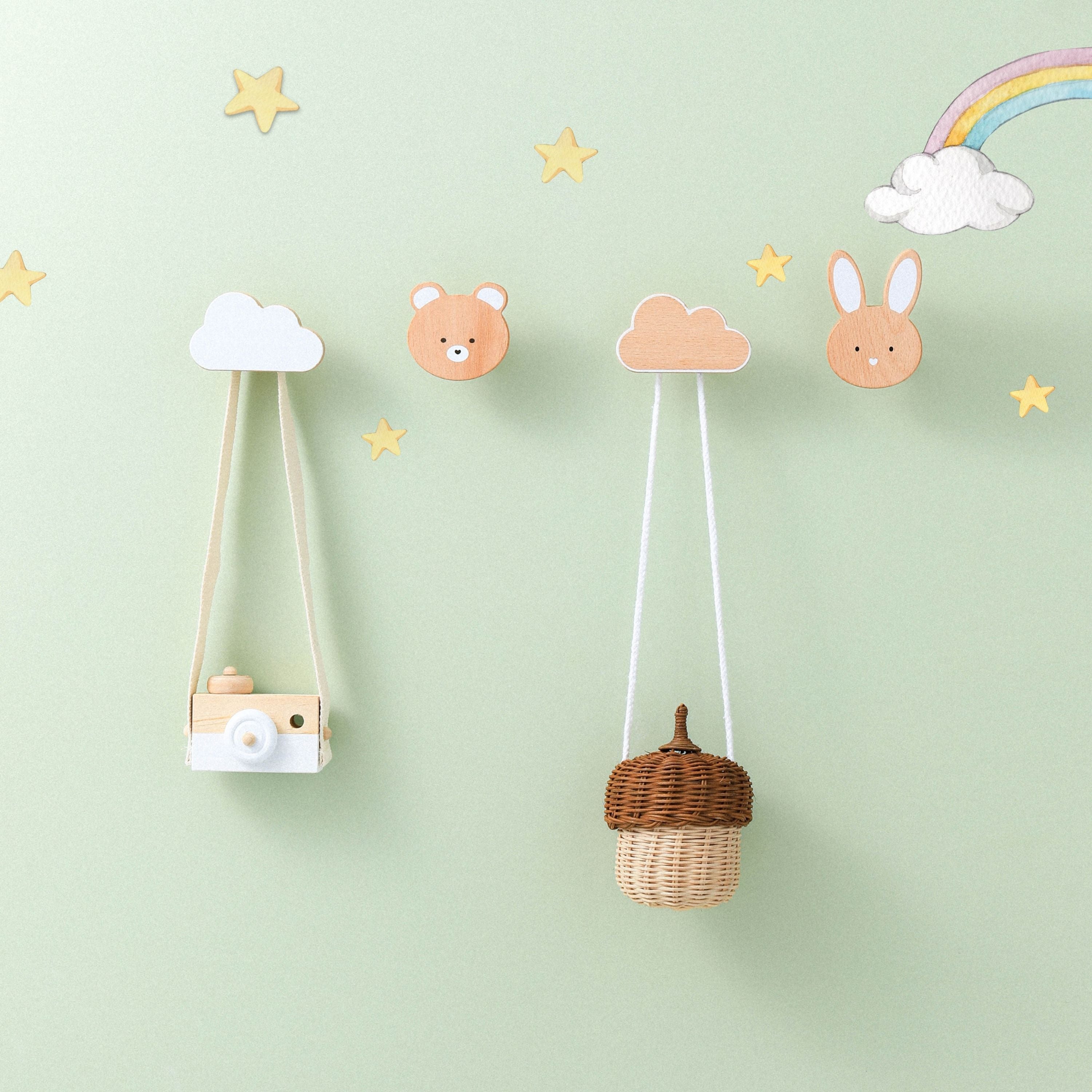 Wonderbee™ Natural Pine Cloud Decorative Painted Wall Hook