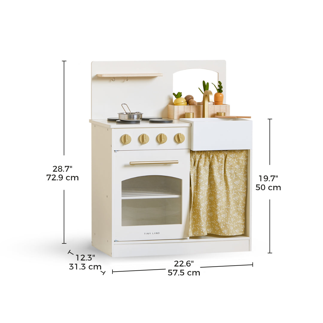 ® Wooden Play Kitchen For Toddlers - Honey Kitchenette Pretend Cooking Set