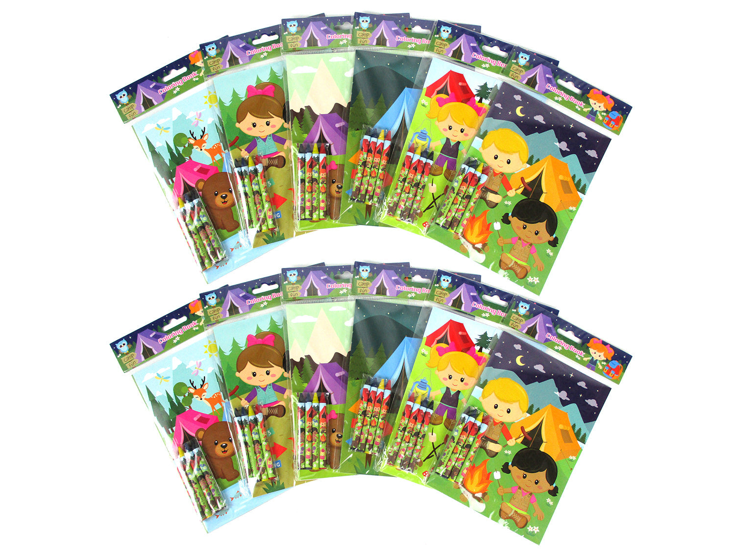 Camping Wilderness Coloring Books With Crayons Party Favors - Set Of 6 Or 12