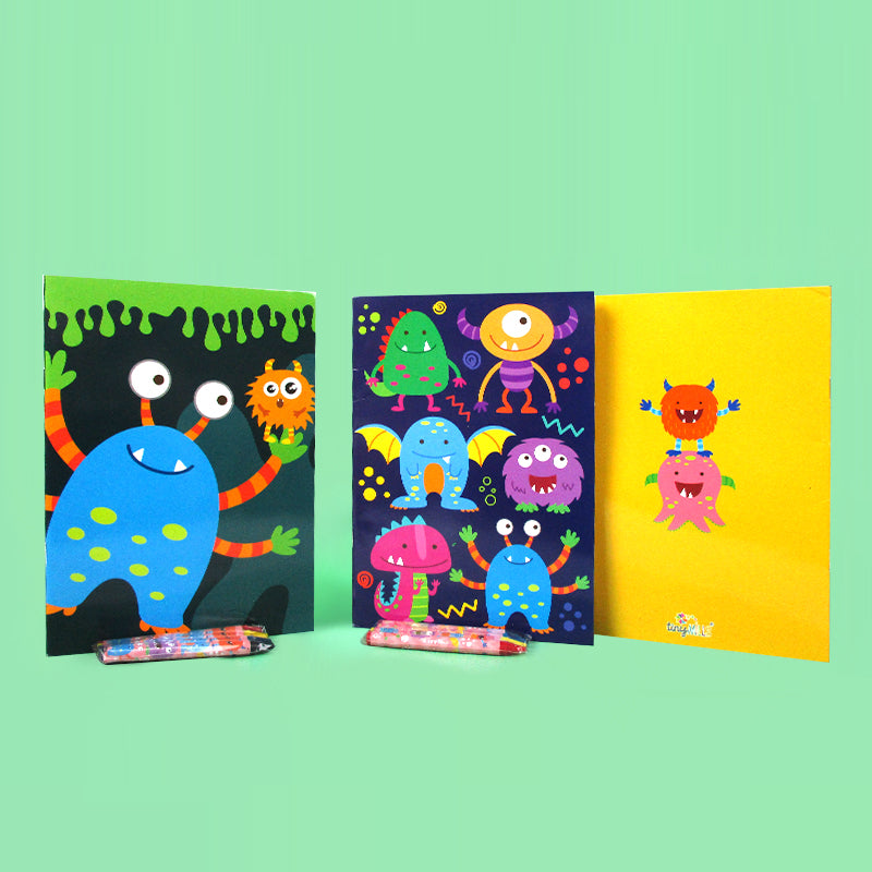 Monster Coloring Books With Crayons Party Favors - Set Of 6 Or 12
