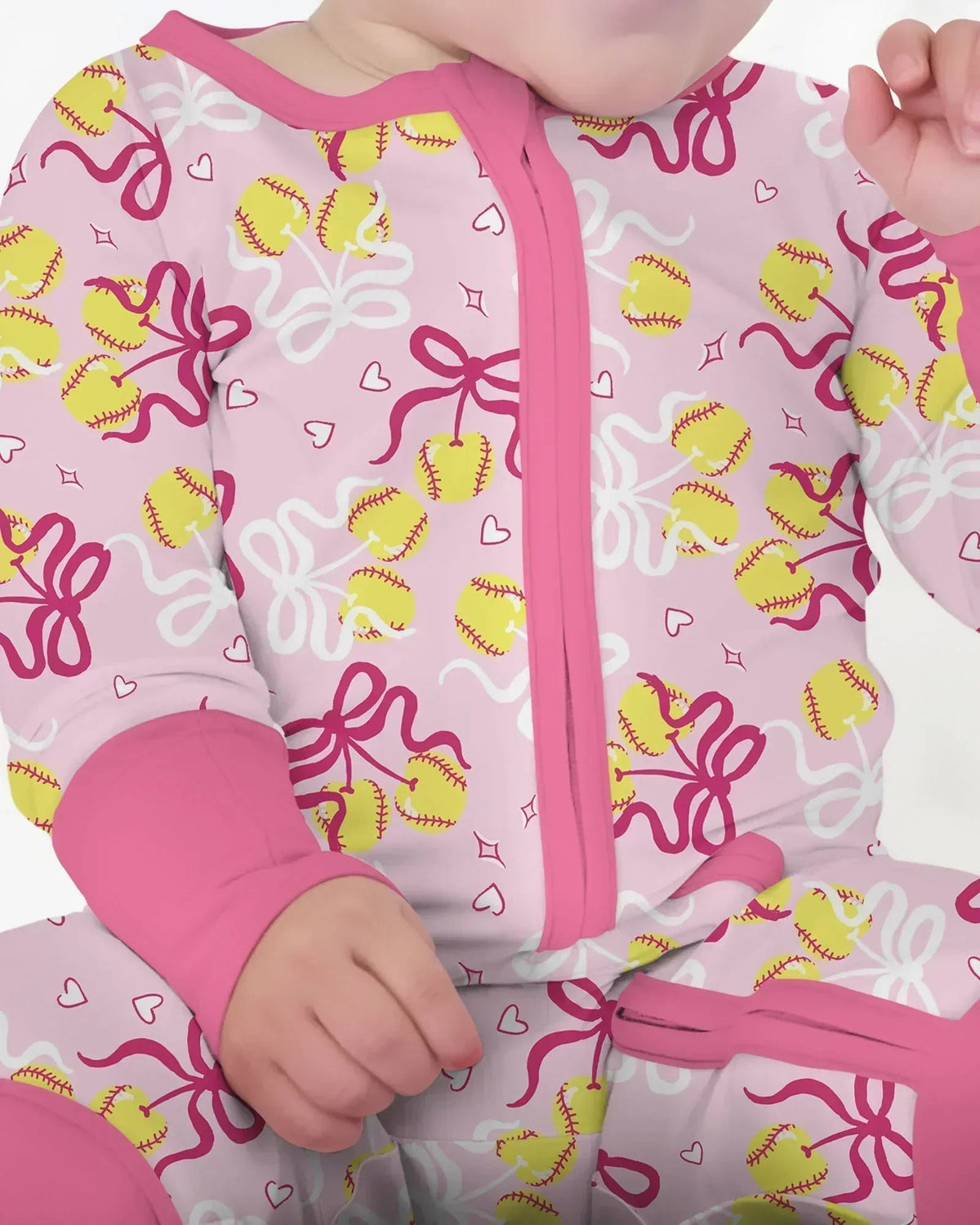 Softball Cherry Mom And Girl Matching Bamboo Convertible Zippy