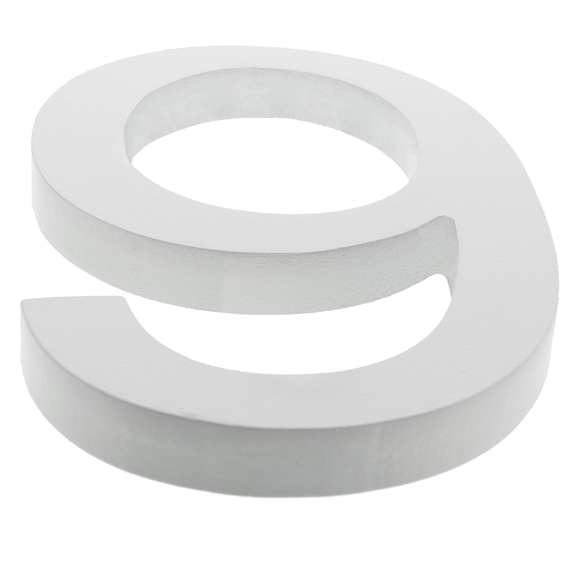 Arial Font White Painted Mdf Wood Number 9 (nine) 6 Inches