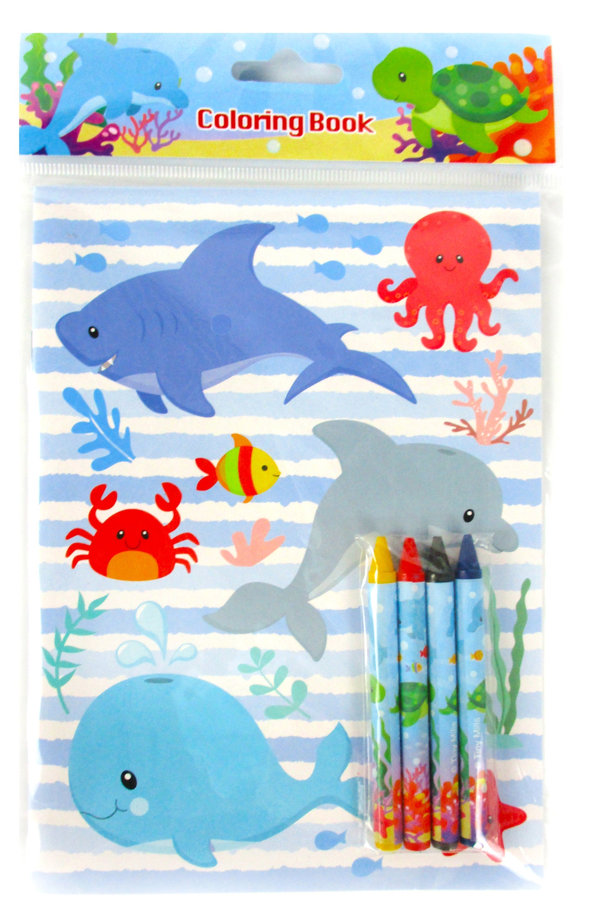Sea Life Ocean Animals Coloring Books With Crayons Party Favors - Set Of 6 Or 12
