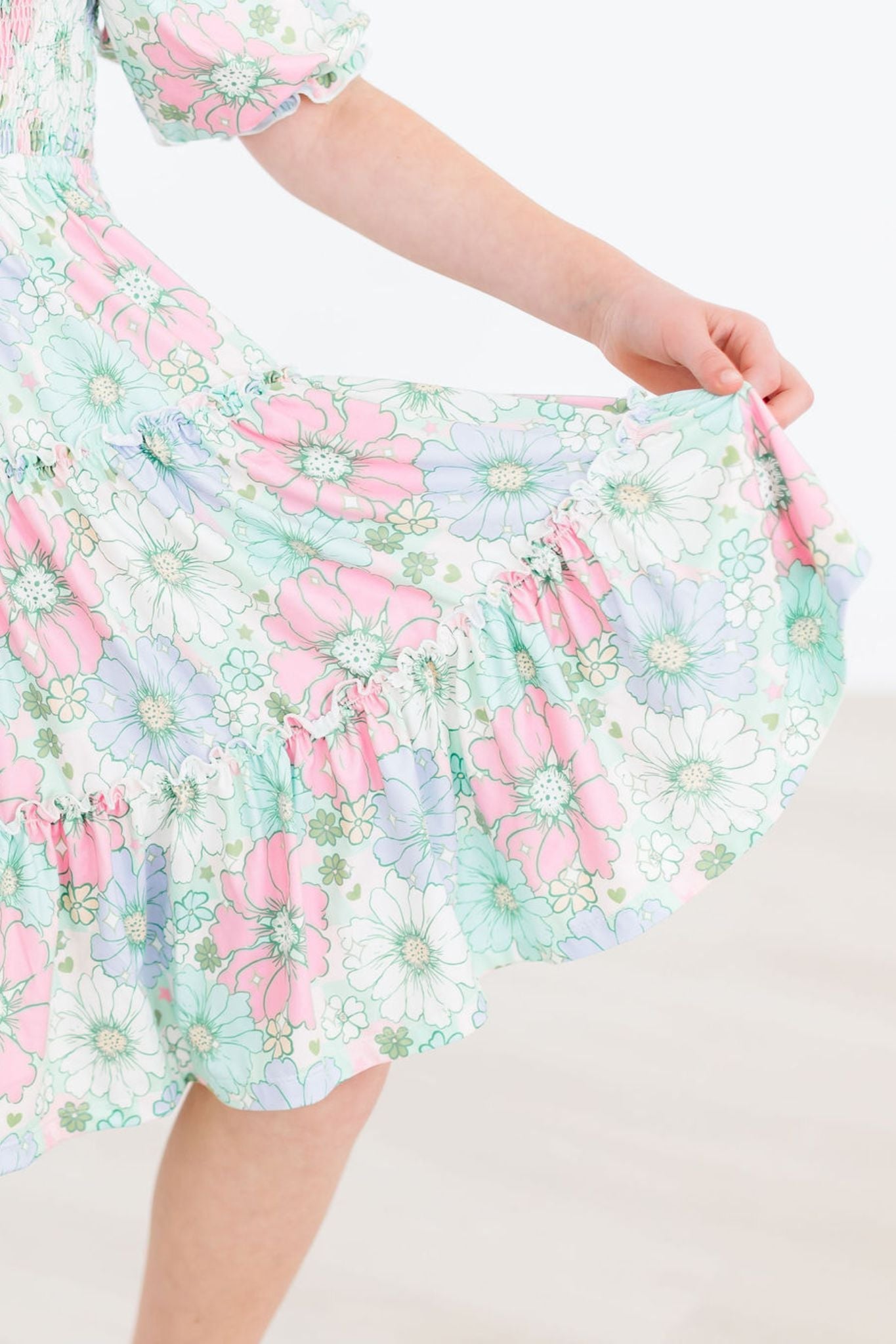 Minty Meadow Smocked Ruffle Dress