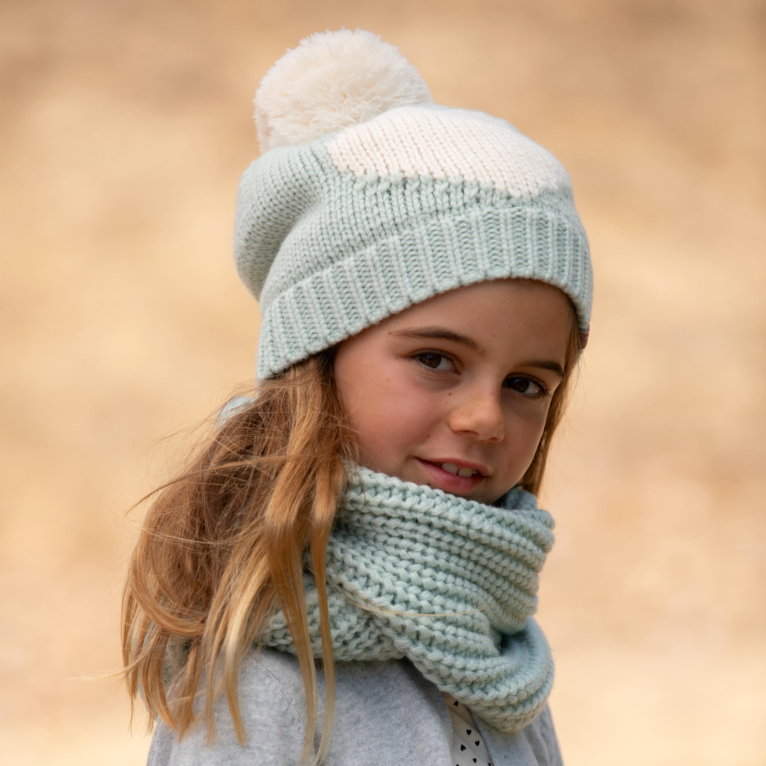 Heart Design Winter Hat Set With Cute Animal Mittens For Girls 1-6 Years, Fleece-lined For Comfort