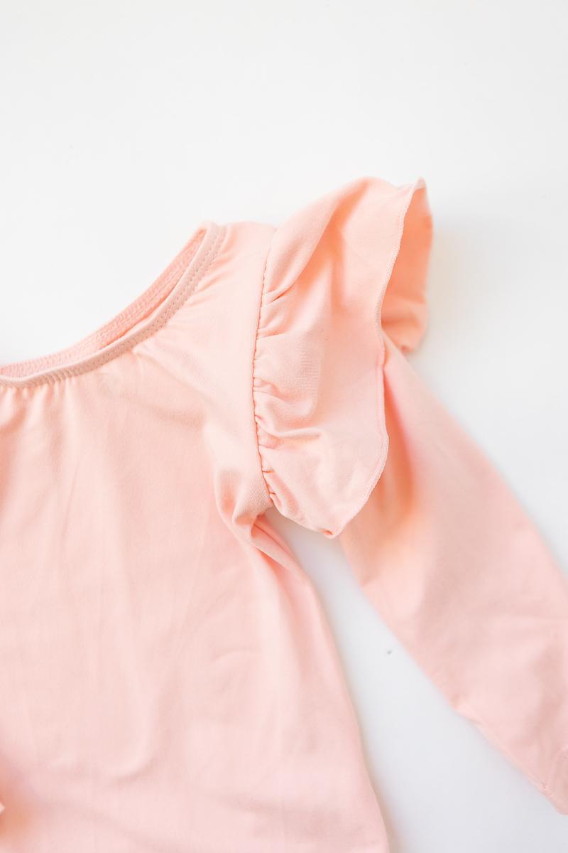 Peach L/s Flutter Sleeve Leotard