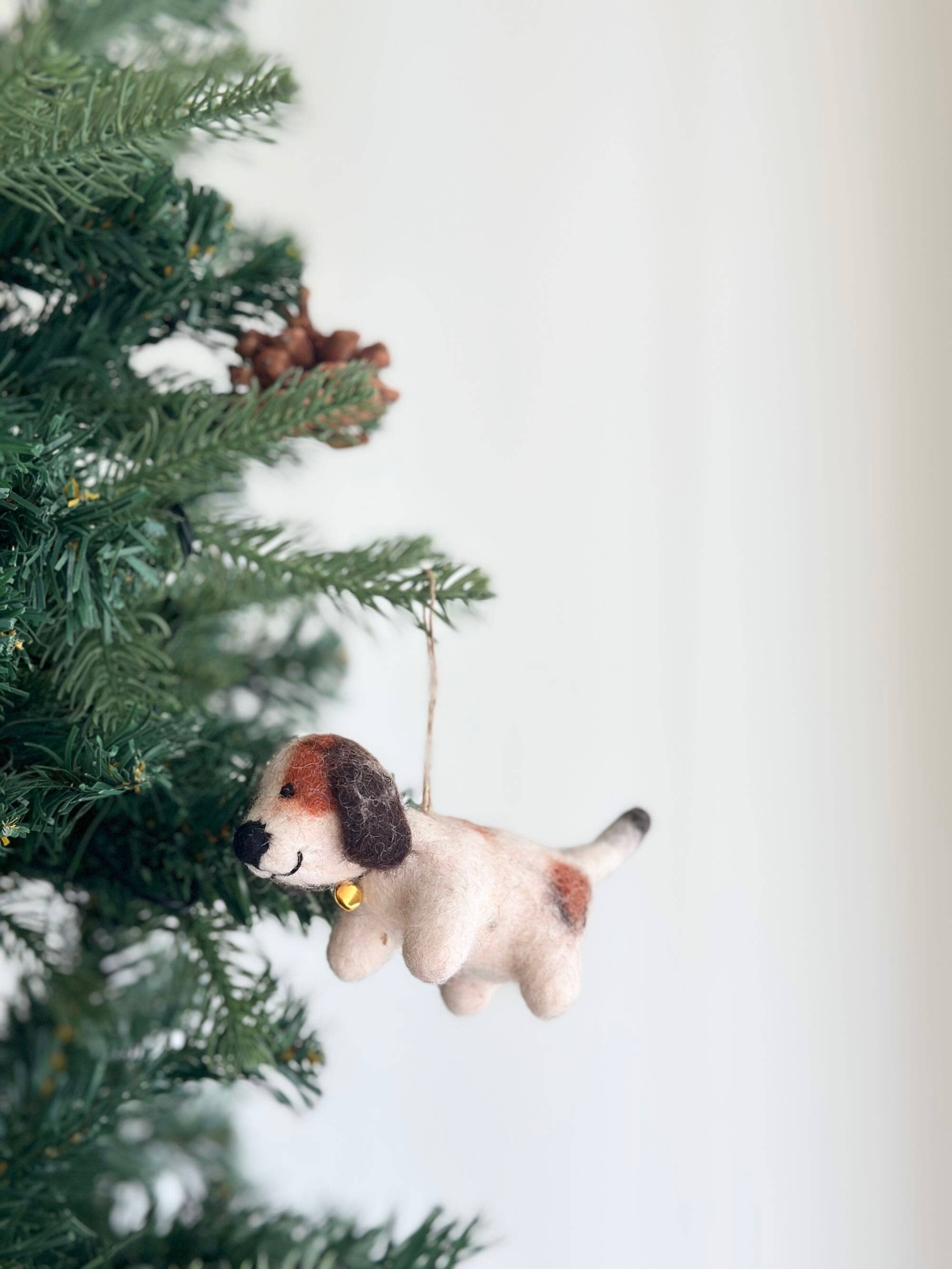Felt Ornament - Beagle With Bell