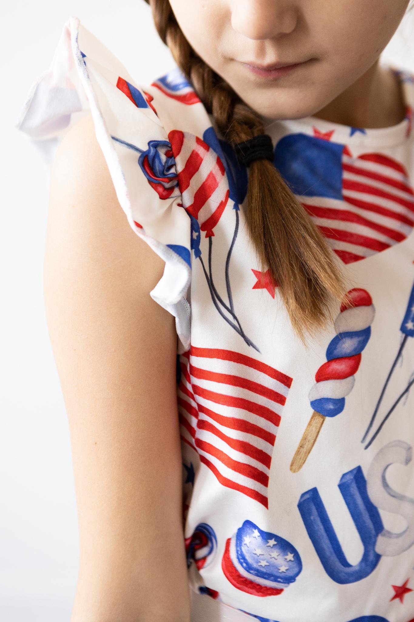 Party In The Usa S/s Ruffle Tee