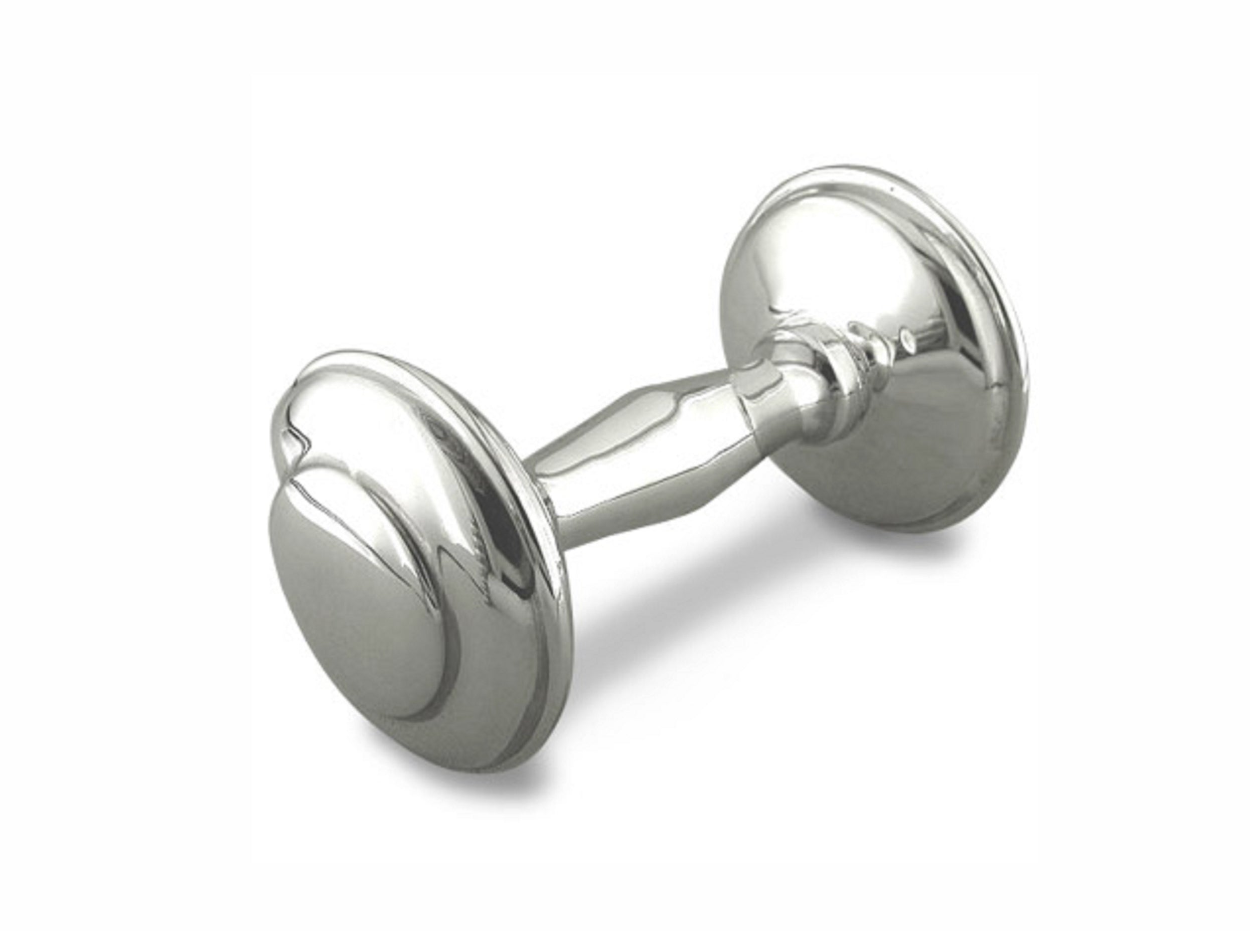 Sterling Silver Baby Rattle English Dumbbell 3"