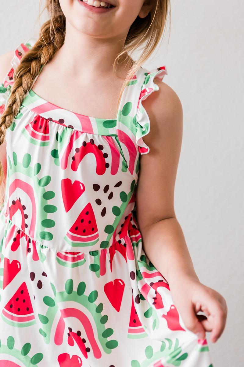 One In A Melon Ruffle Cross Back Dress