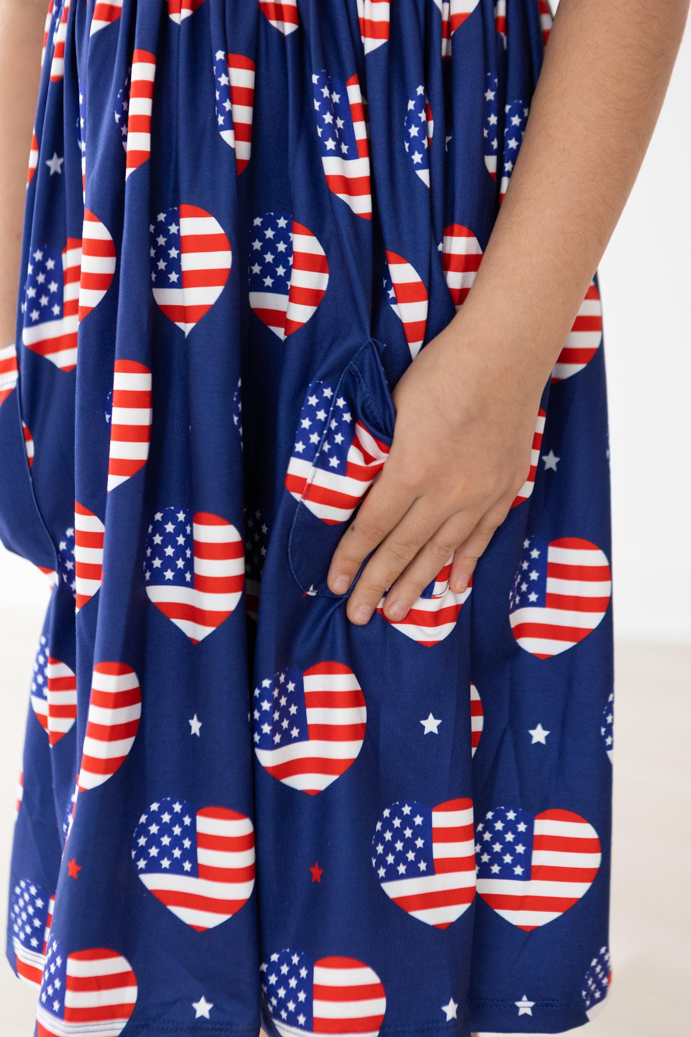 I Heart The Usa S/s Pocket Twirl Dress