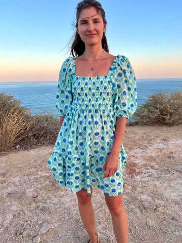 Talia Dress White And Green Azalea