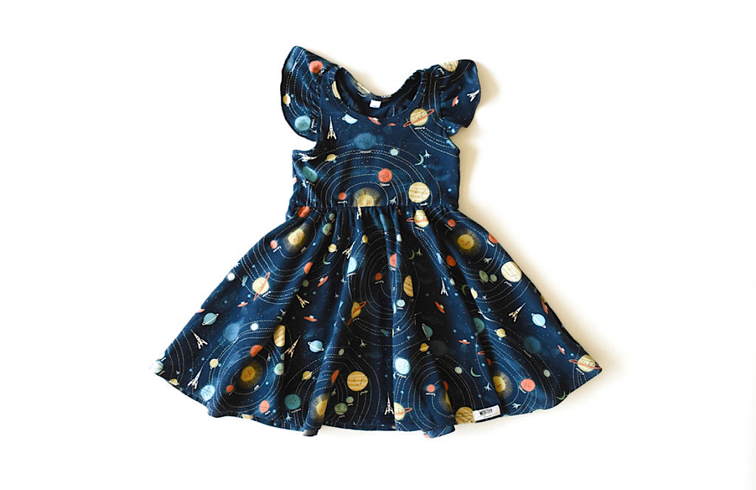 Ruffle Twirly Dress In Planets