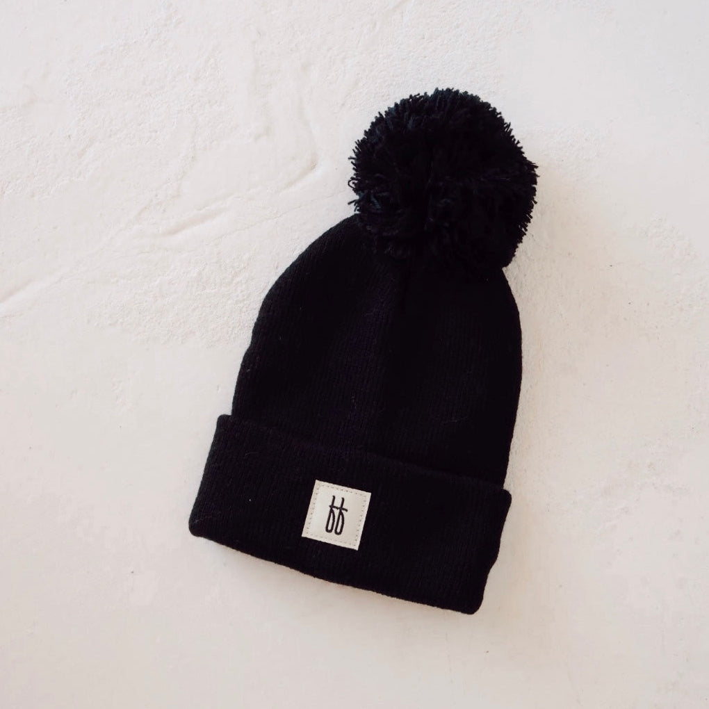 Ff Knit Pom Top Beanie | Black