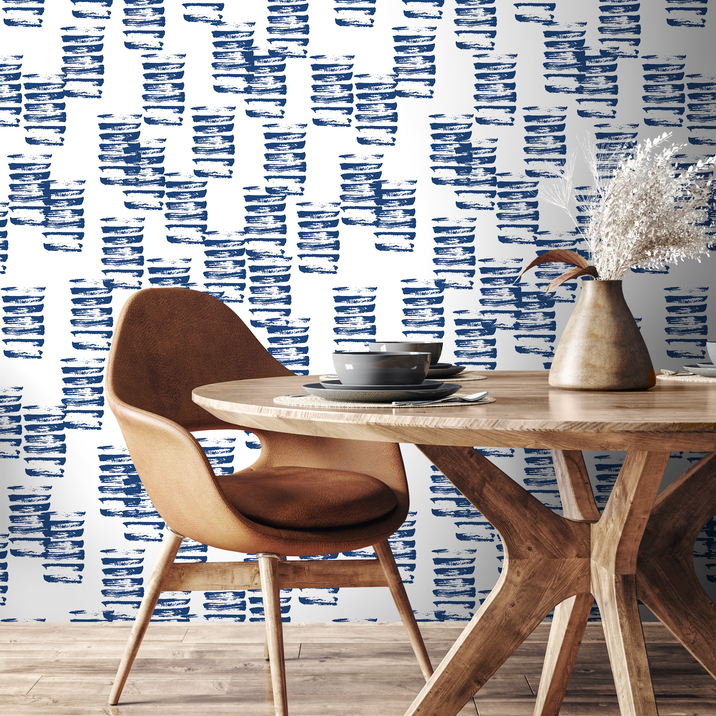 Abstract Wallpaper With Painterly Brush Strokes In Blue - A195