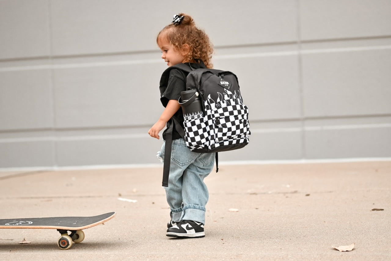 Checker Flames Mid-size Backpack