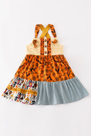 Platinum Yellow Halloween Print Apron Dress