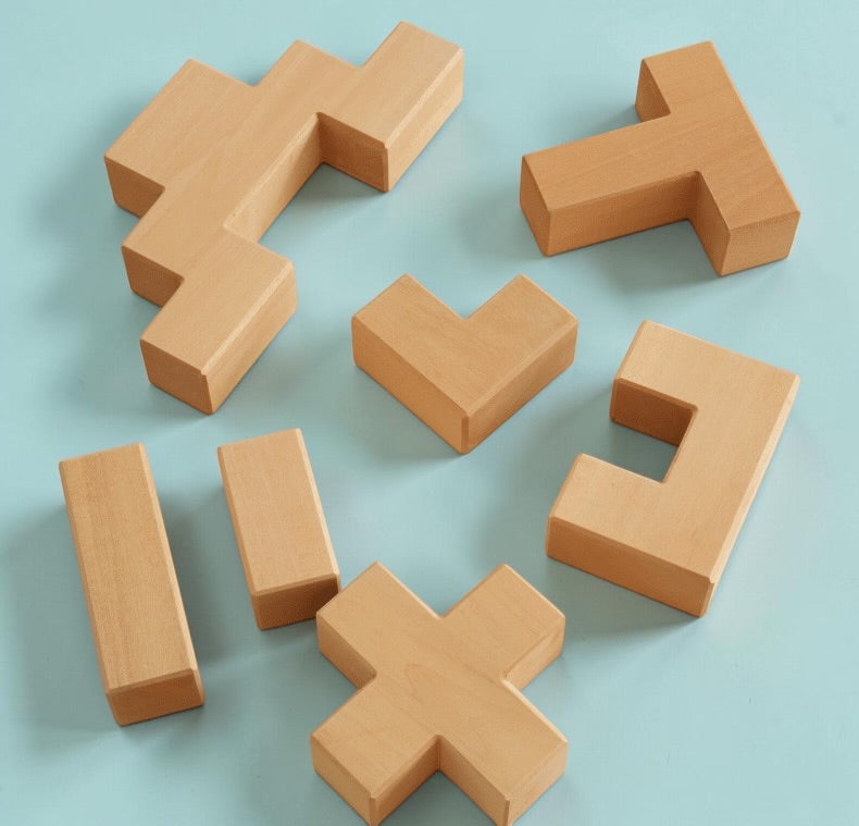 19 Pcs Wooden Stairway Building Blocks Set
