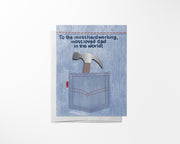 Hardworking Dad Greeting Card | Blue Denim Hammer Father's Day Card