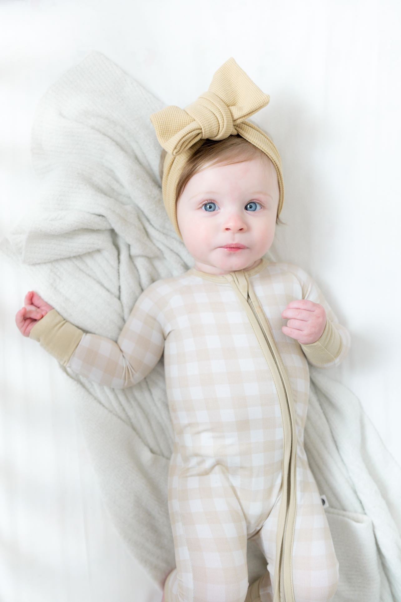 Beige Gingham | Zip Romper