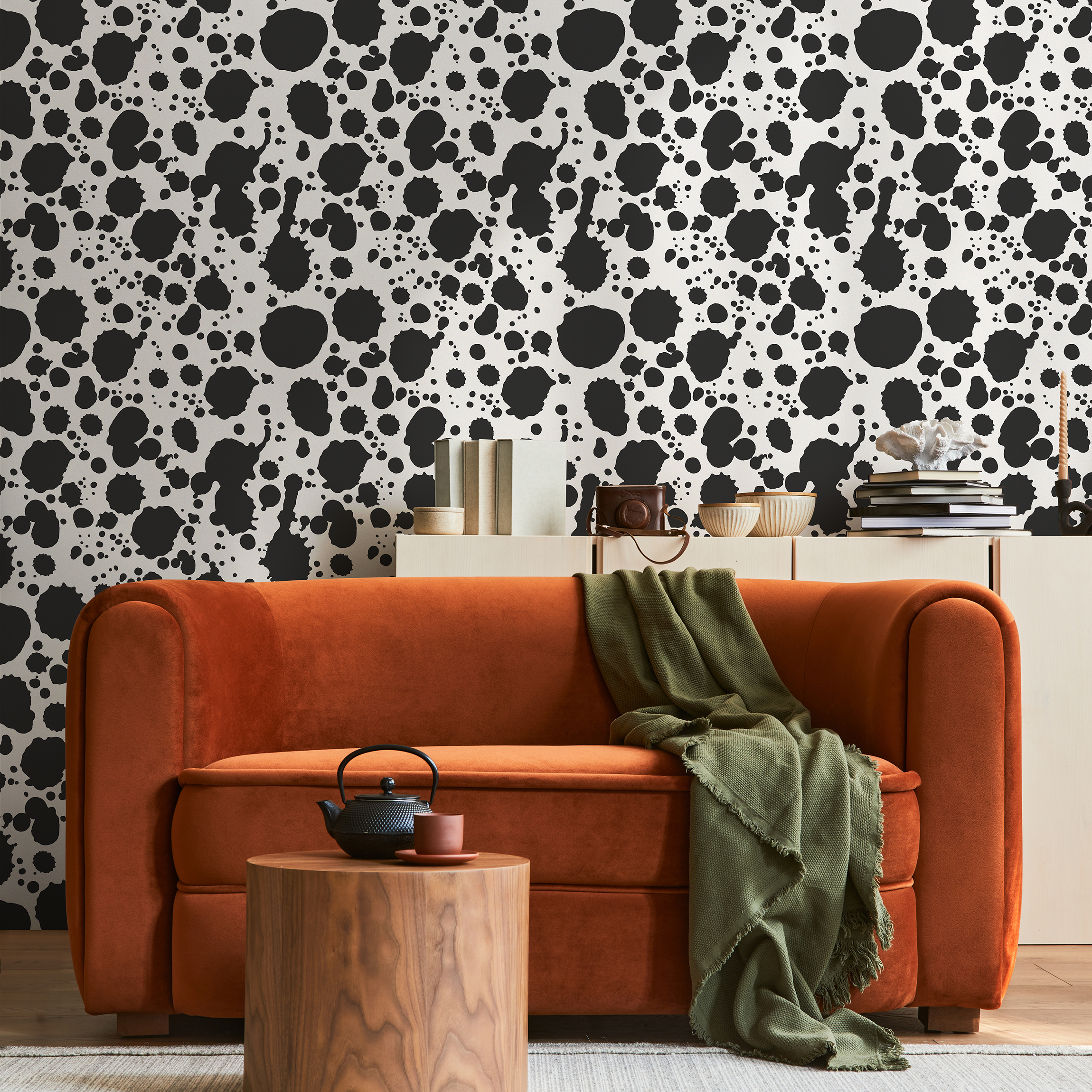 Abstract Wallpaper With An Ink Splatter Motif In Black And White - A665