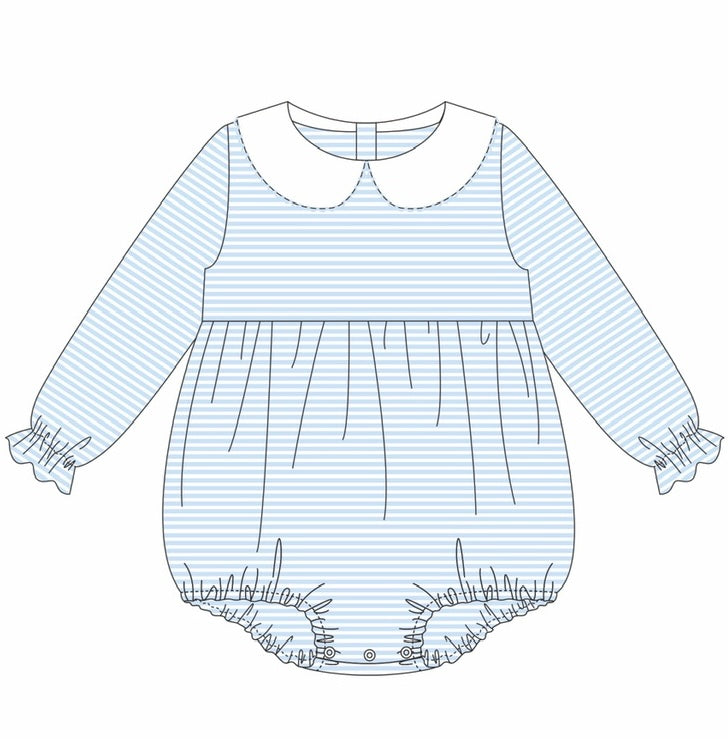 Knit Stripe Long Sleeve Peter Pan Collar Bubble - Girl