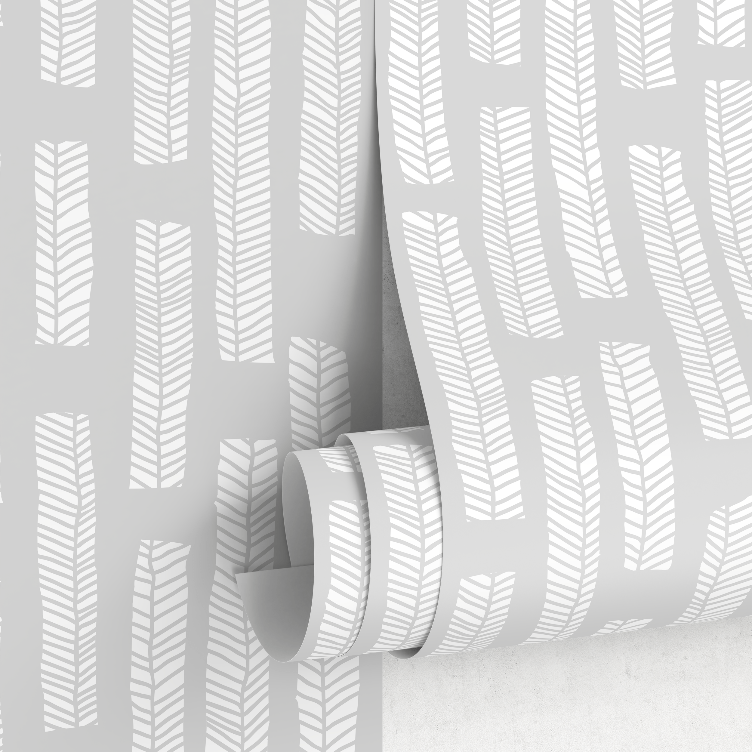 Scandinavian Wallpaper With A Herringbone Column Motif In Gray And White - A749