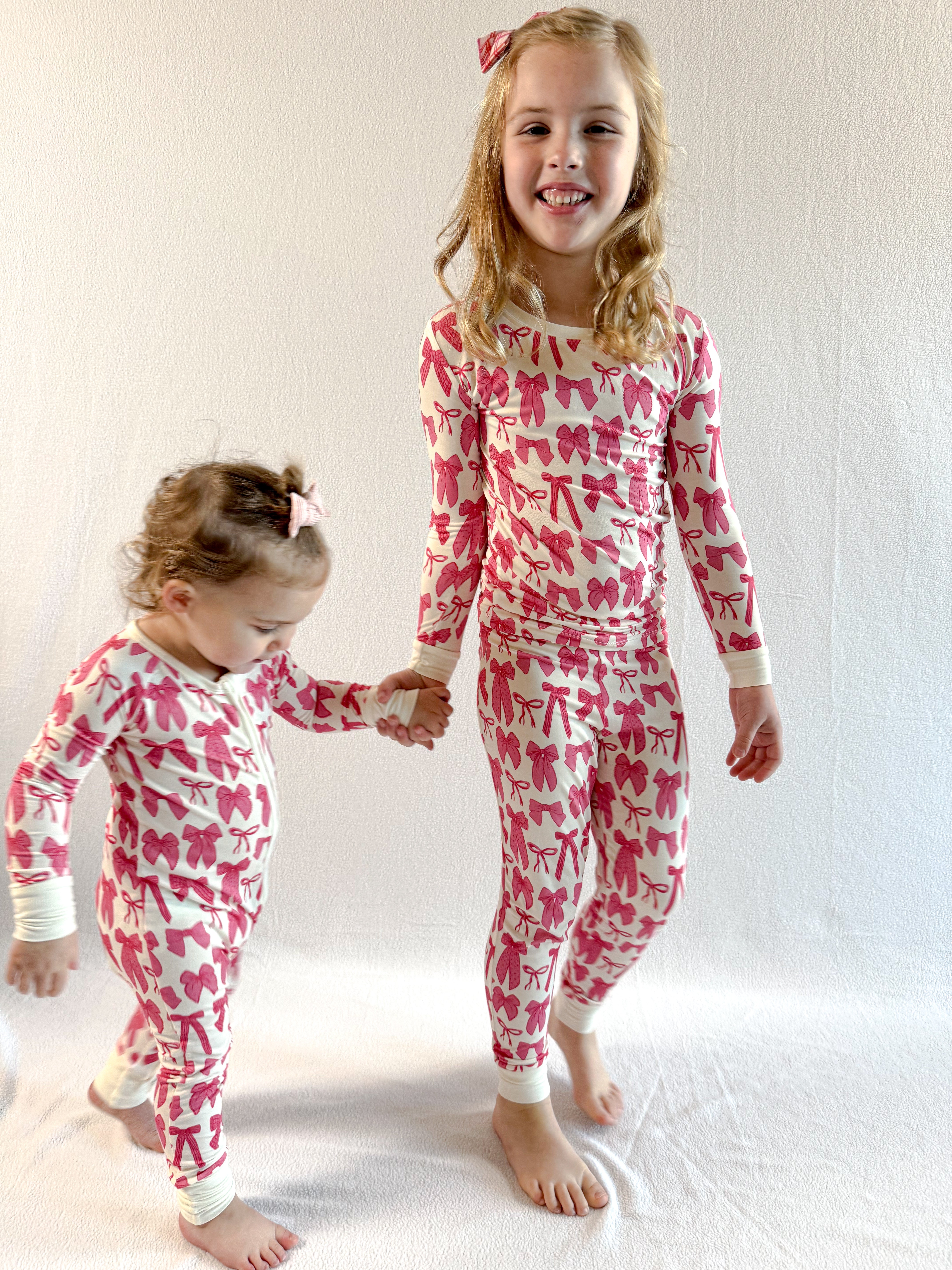 Hot Pink Bow | Two-piece Pajama Set
