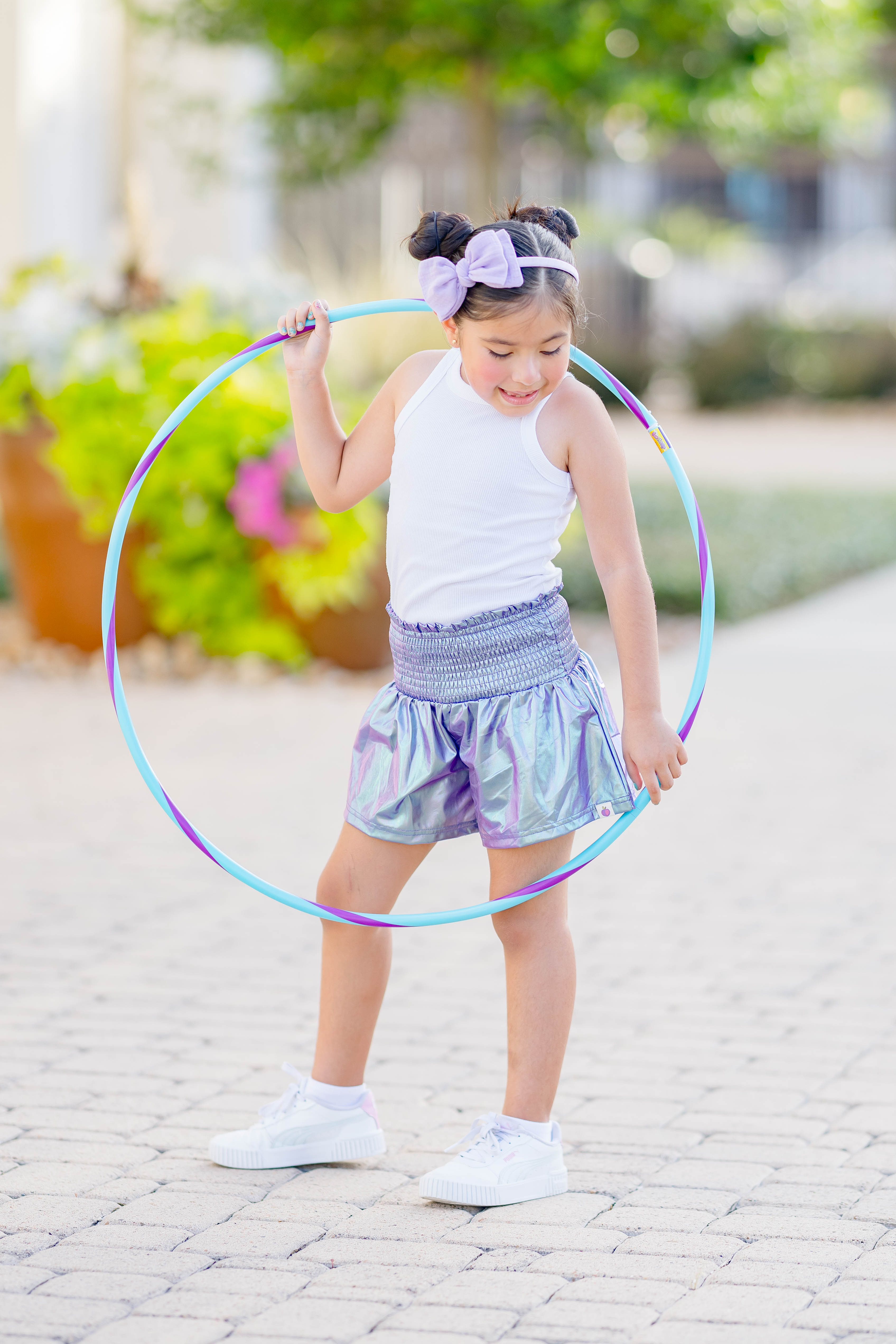 Flowy Metallic Shorts - Plum Perfect