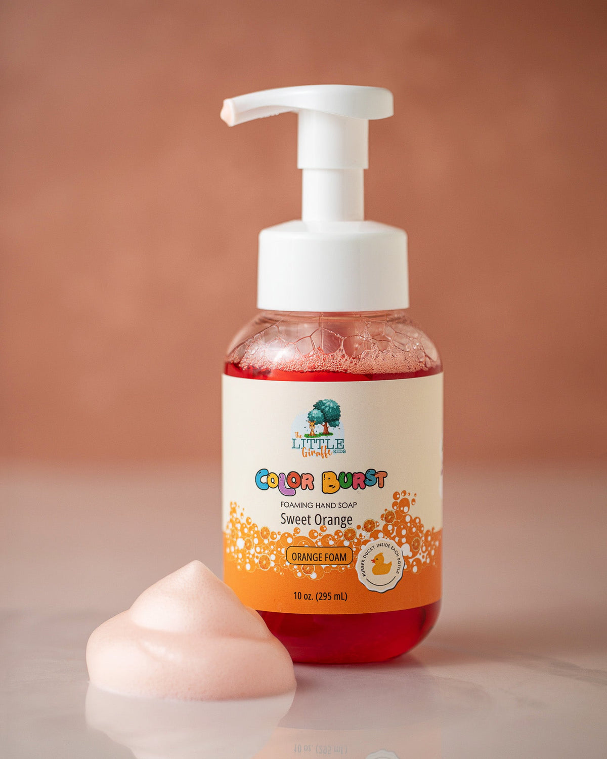 Non-toxic, Colorful Foaming Hand Soap For Kids. Orange Foam. Sweet Orange Scented