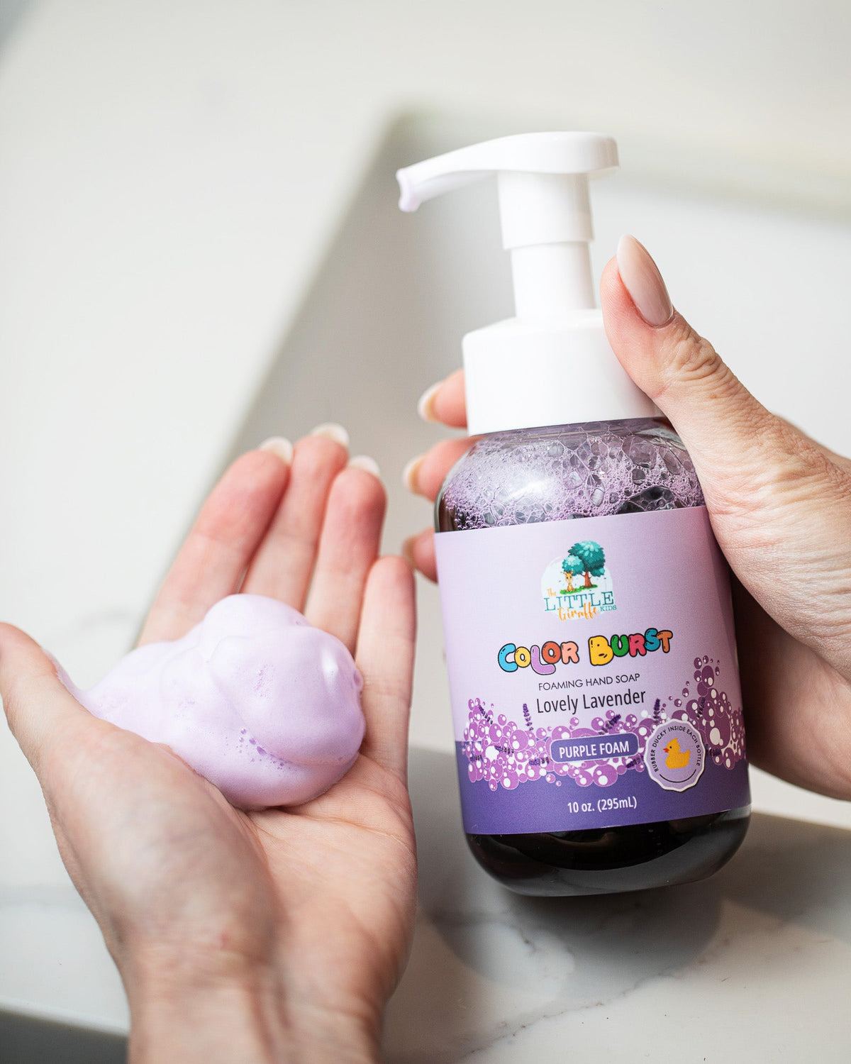 Non-toxic Colorful Foaming Hand Soap. Purple Foam Lavender Scented