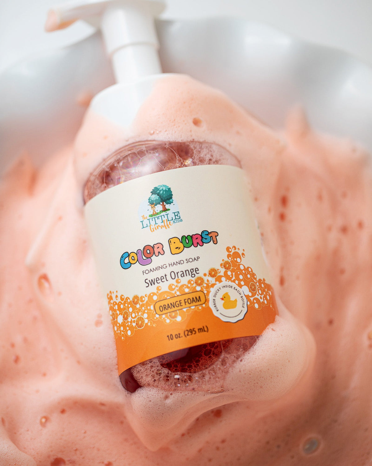 Non-toxic, Colorful Foaming Hand Soap For Kids. Orange Foam. Sweet Orange Scented