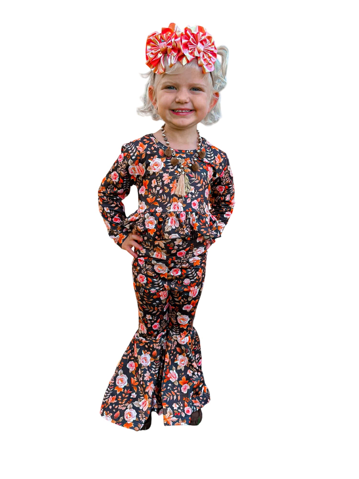 Fall Floral High Waisted Ruffle Bell Set