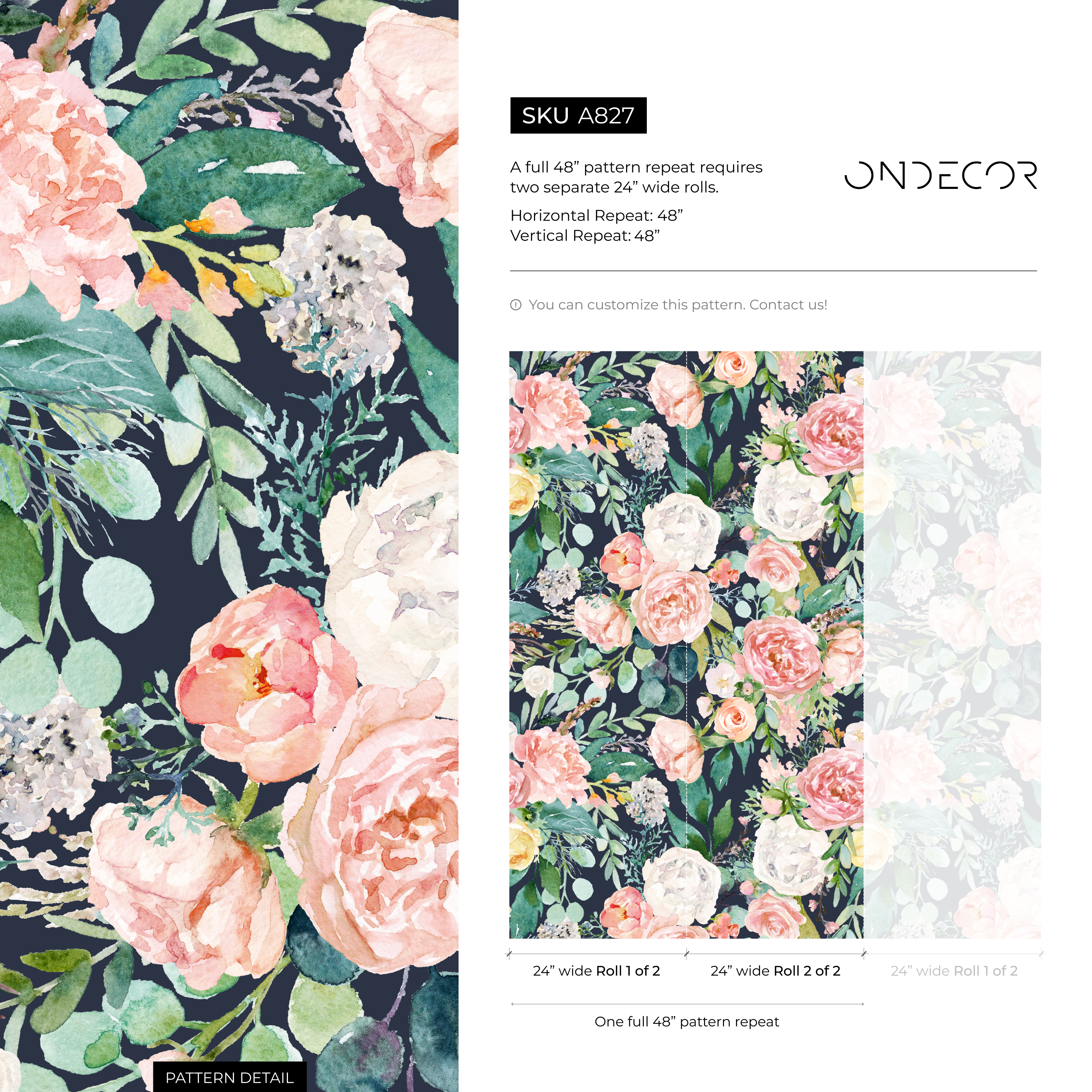 Floral Wallpaper Featuring Watercolor Peonies In Pink, Green, And Yellow - A827