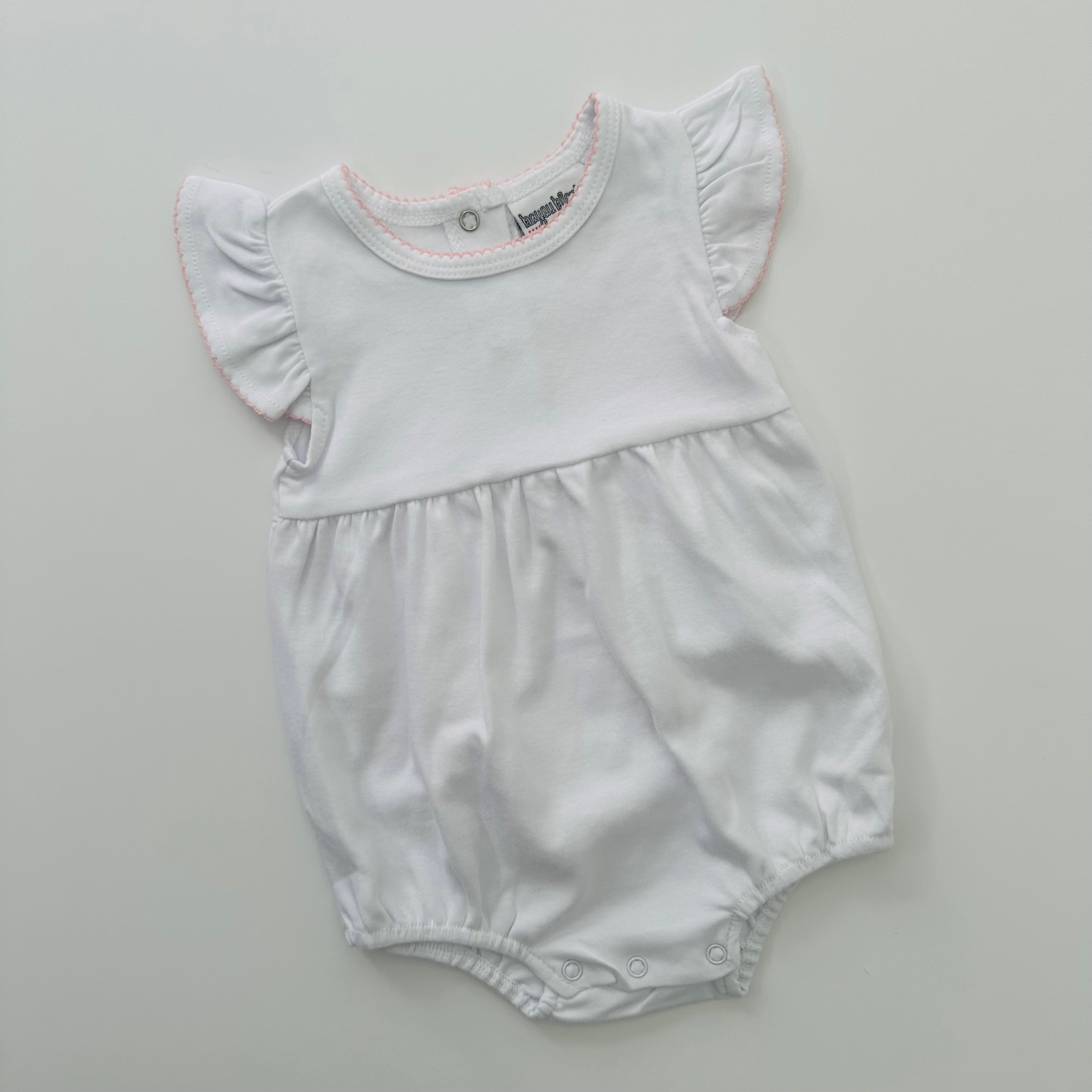 Knit Flutter Sleeve Bubble With Picot Trim