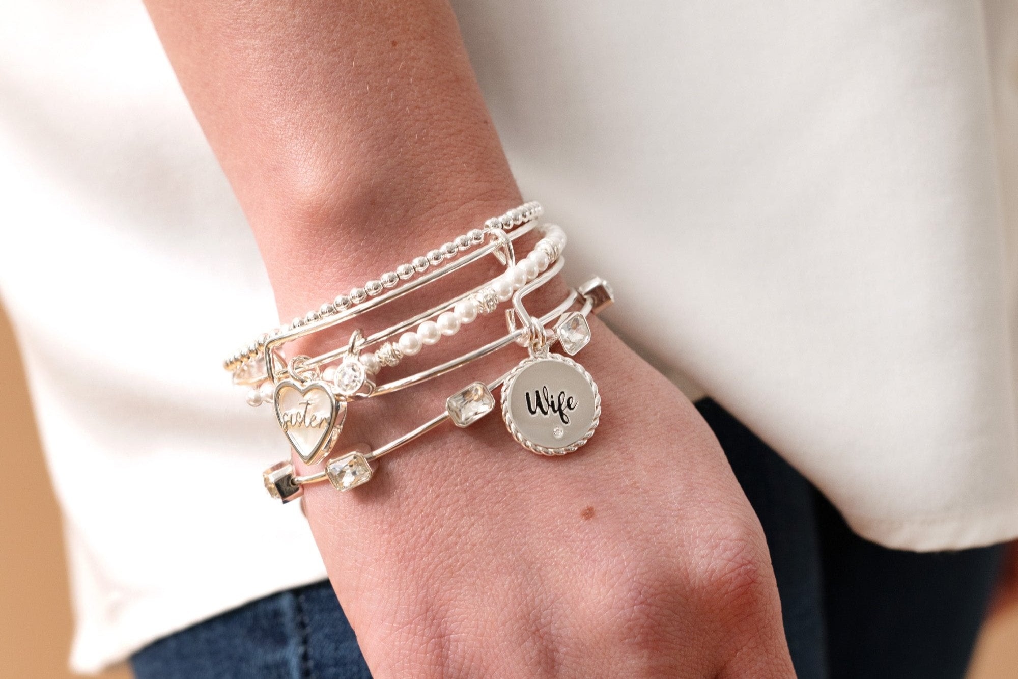 Sister Mother Of Pearl Bangle