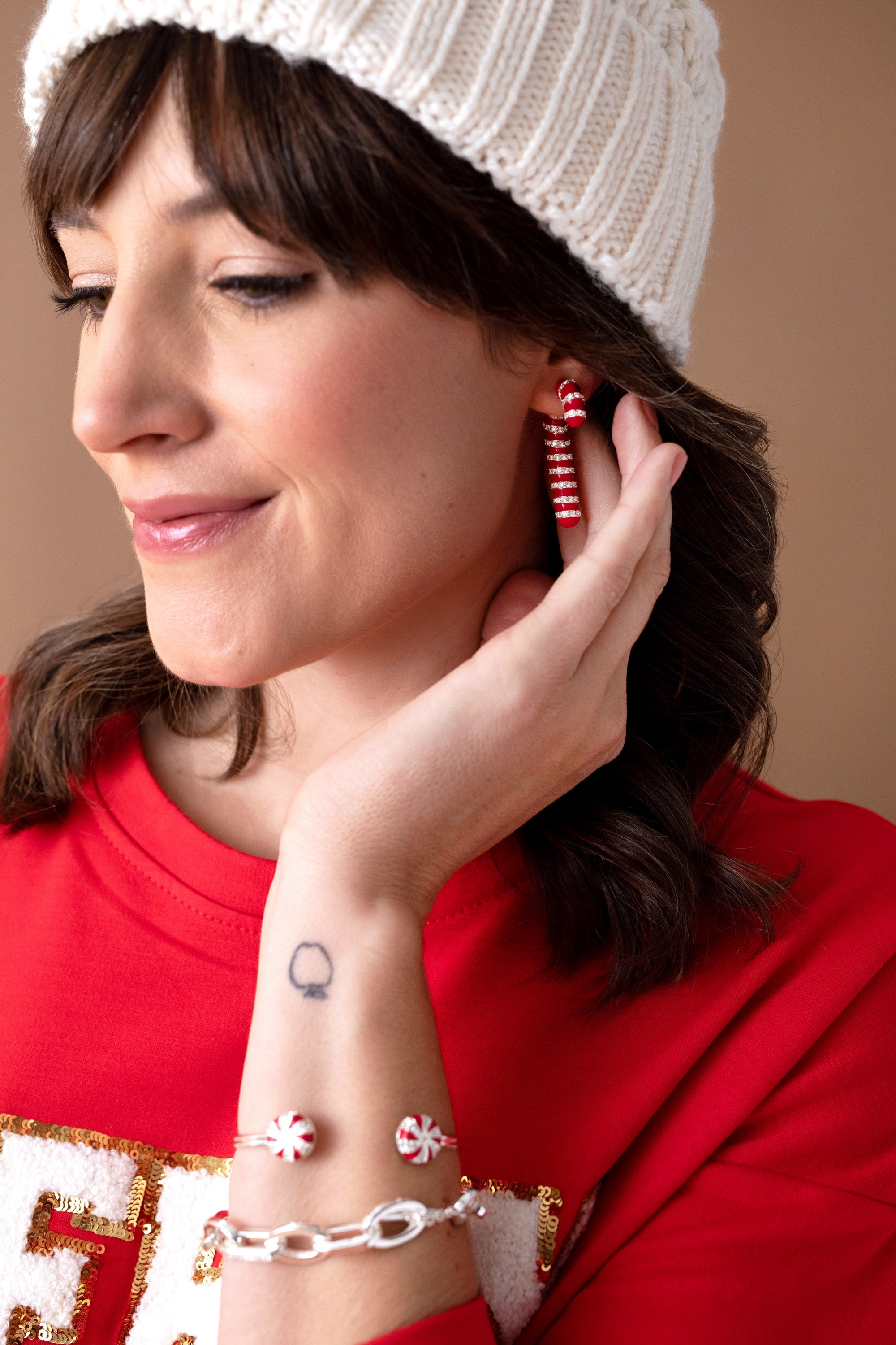 Candy Cane Front-back Earrings