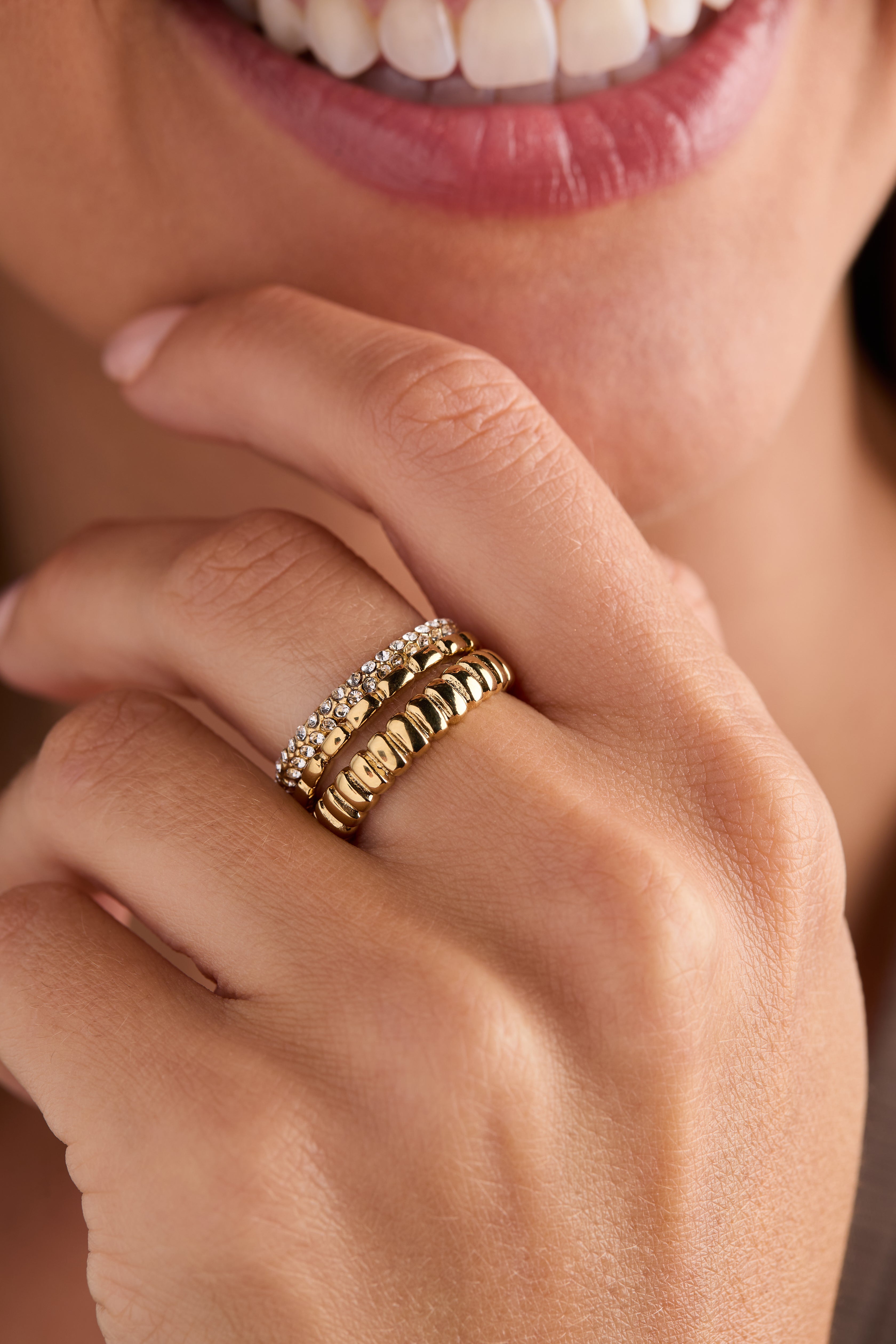 Ribbed Stacking Ring Set Of 3