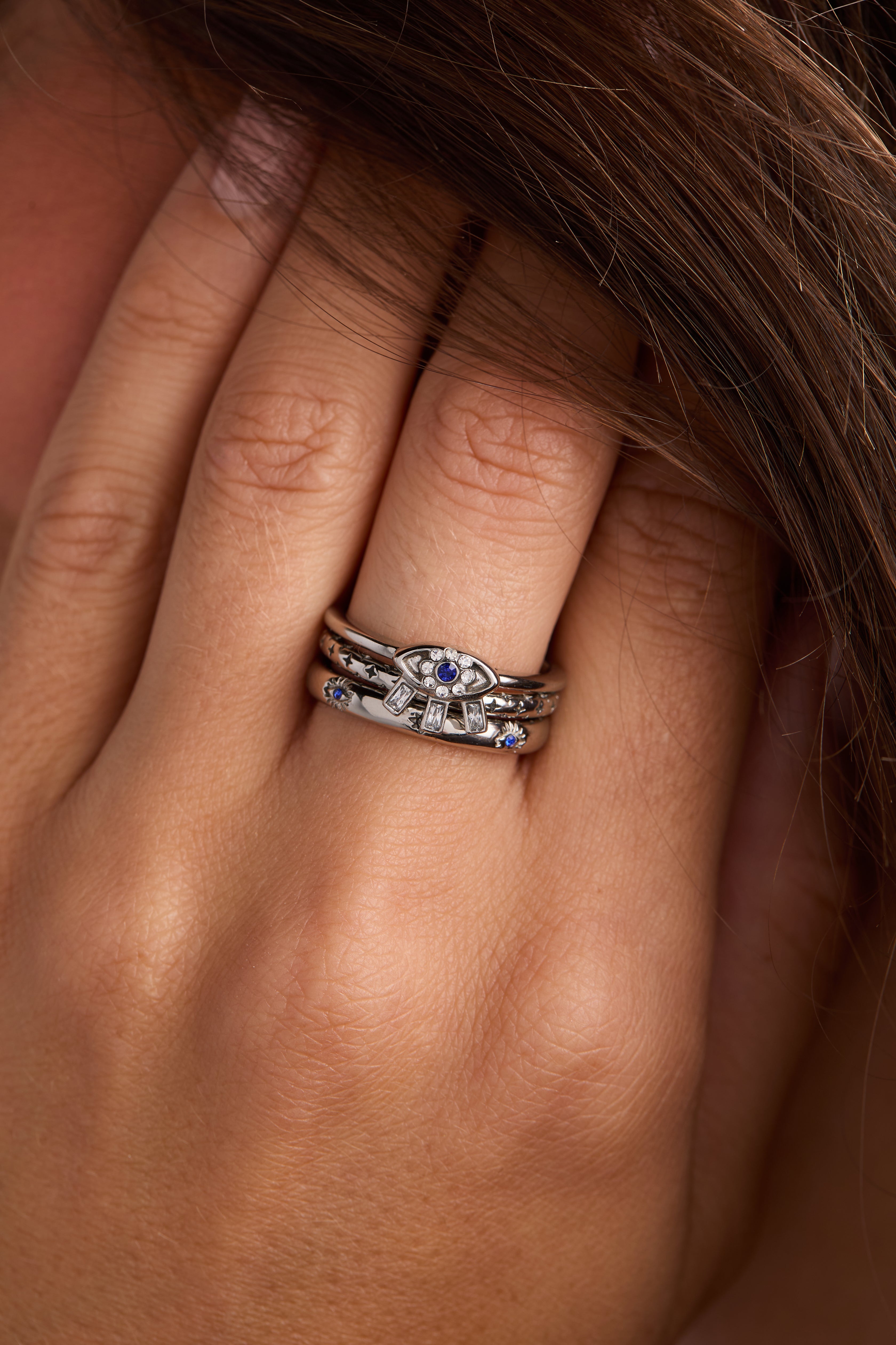 Evil Eye Stacking Ring Set Of 3