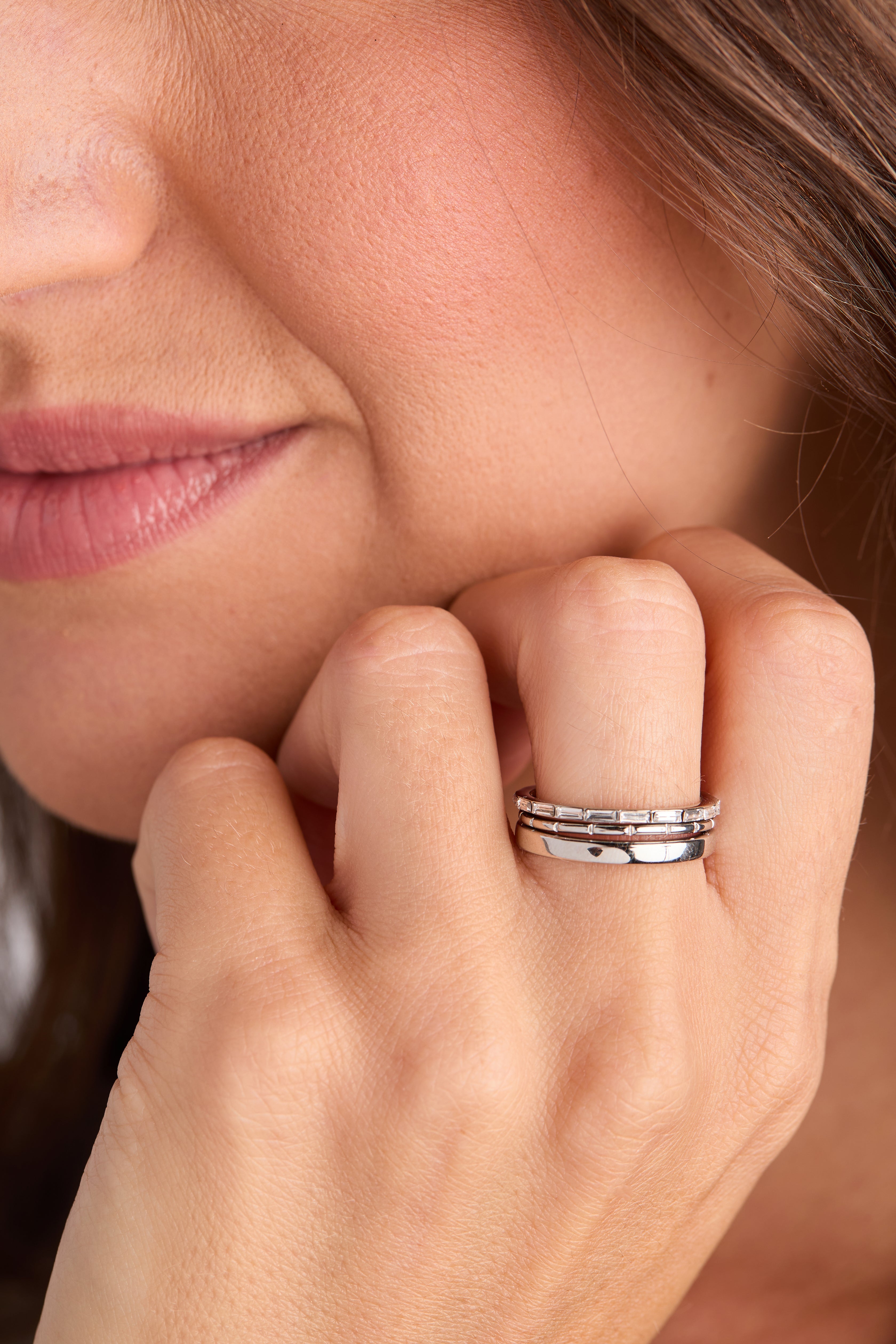 Baguette Stacking Ring Set Of 3