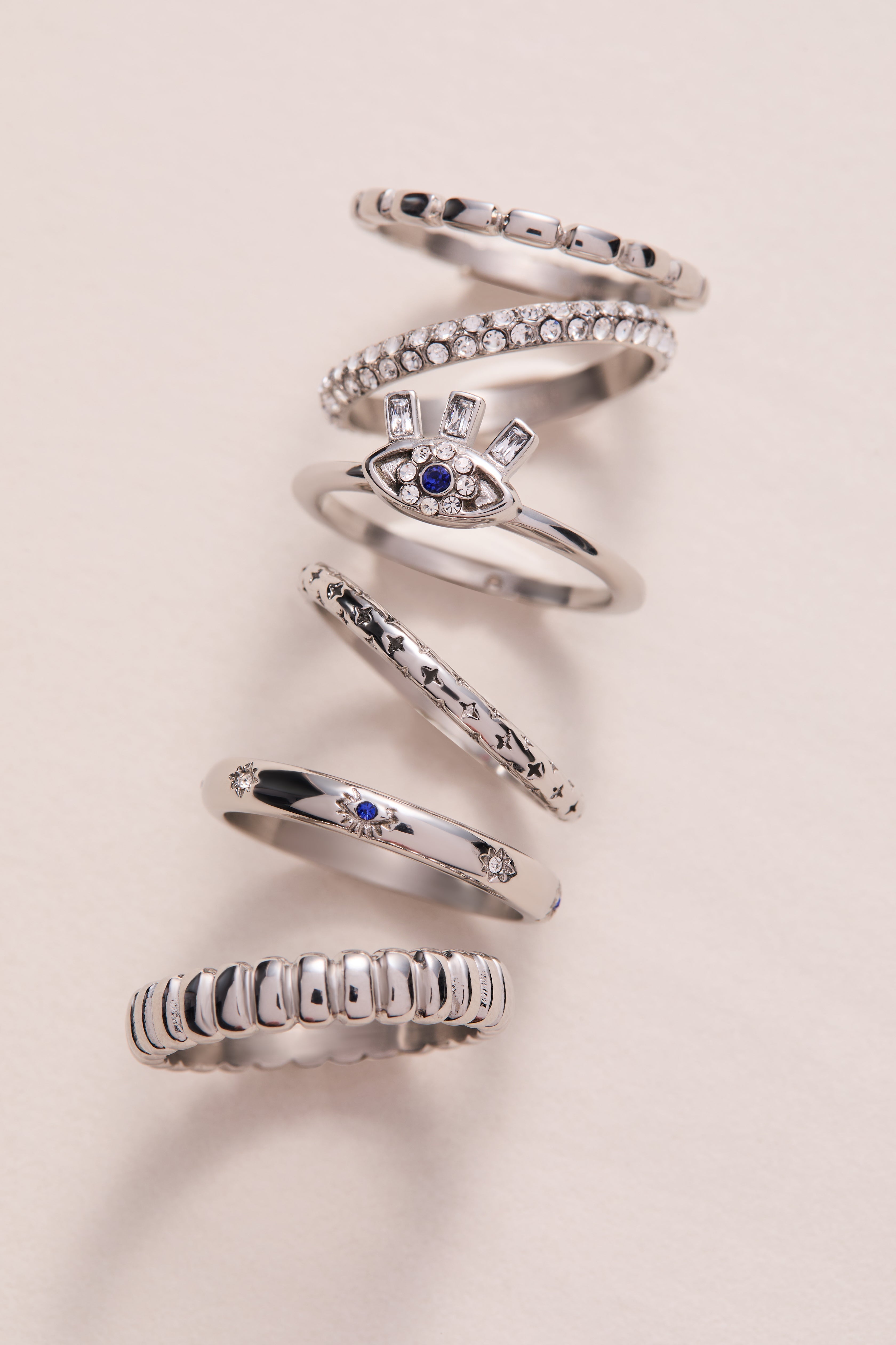 Evil Eye Stacking Ring Set Of 3