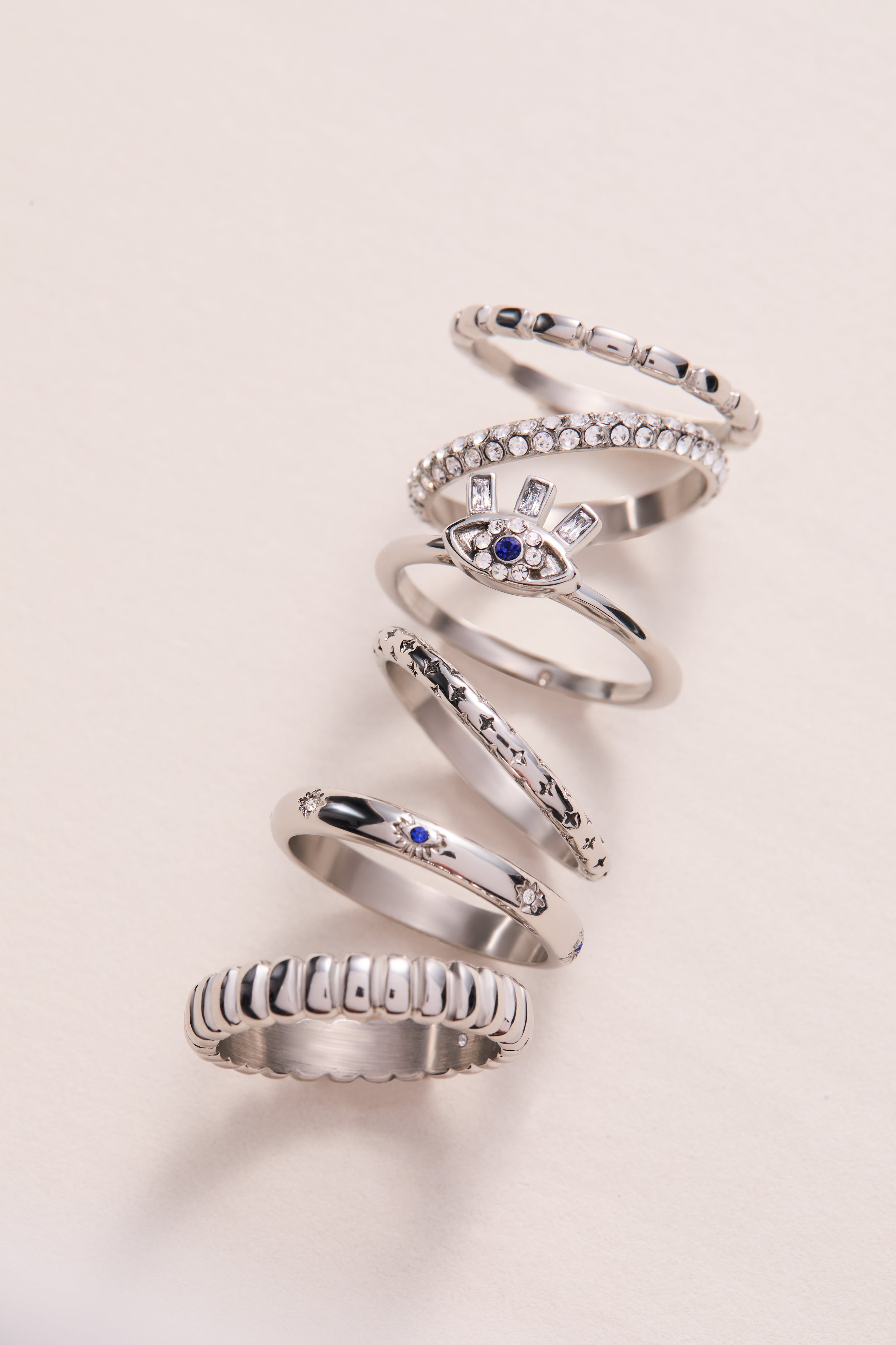 Ribbed Stacking Ring Set Of 3