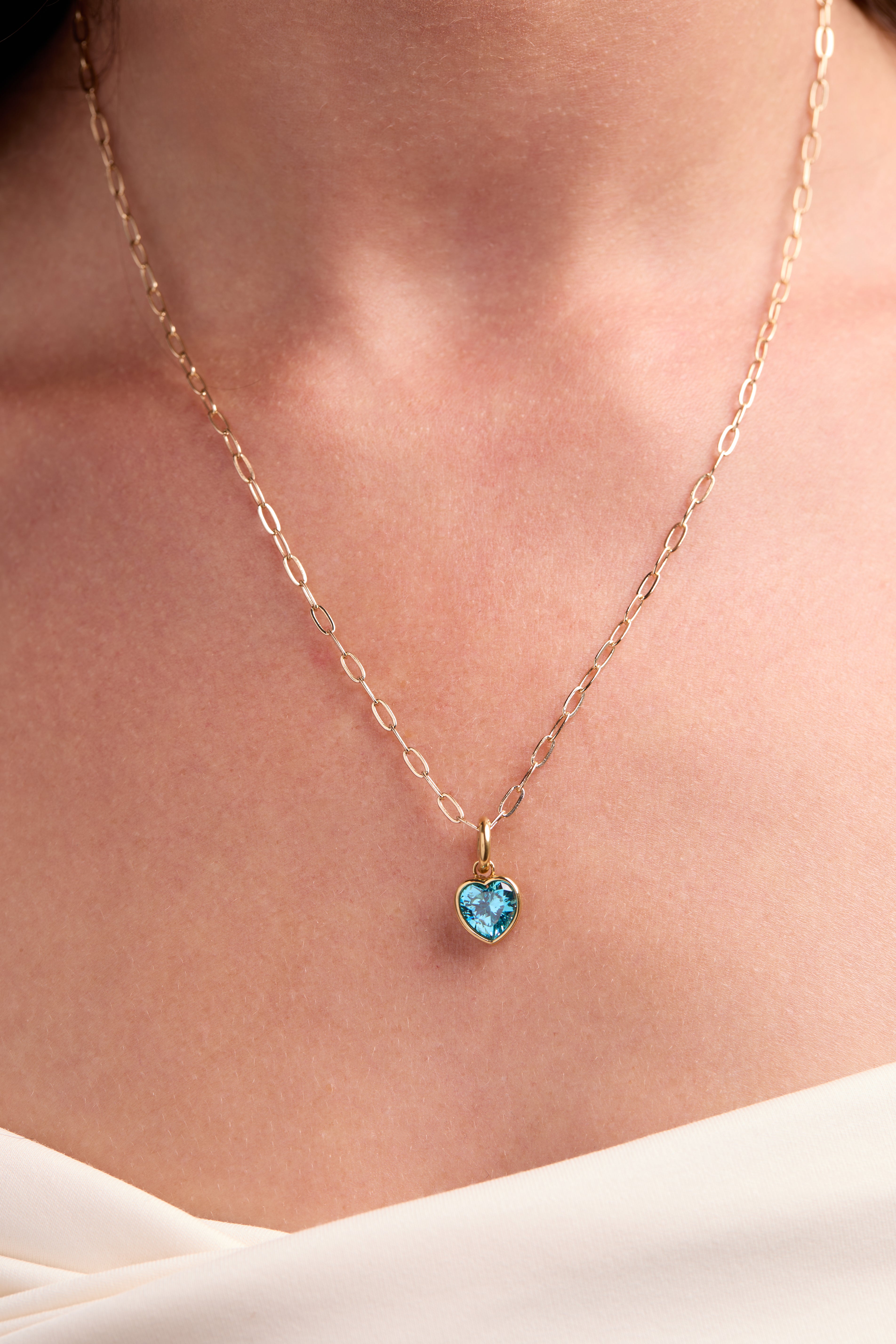 March 'faith' Heart Birthstone Charm
