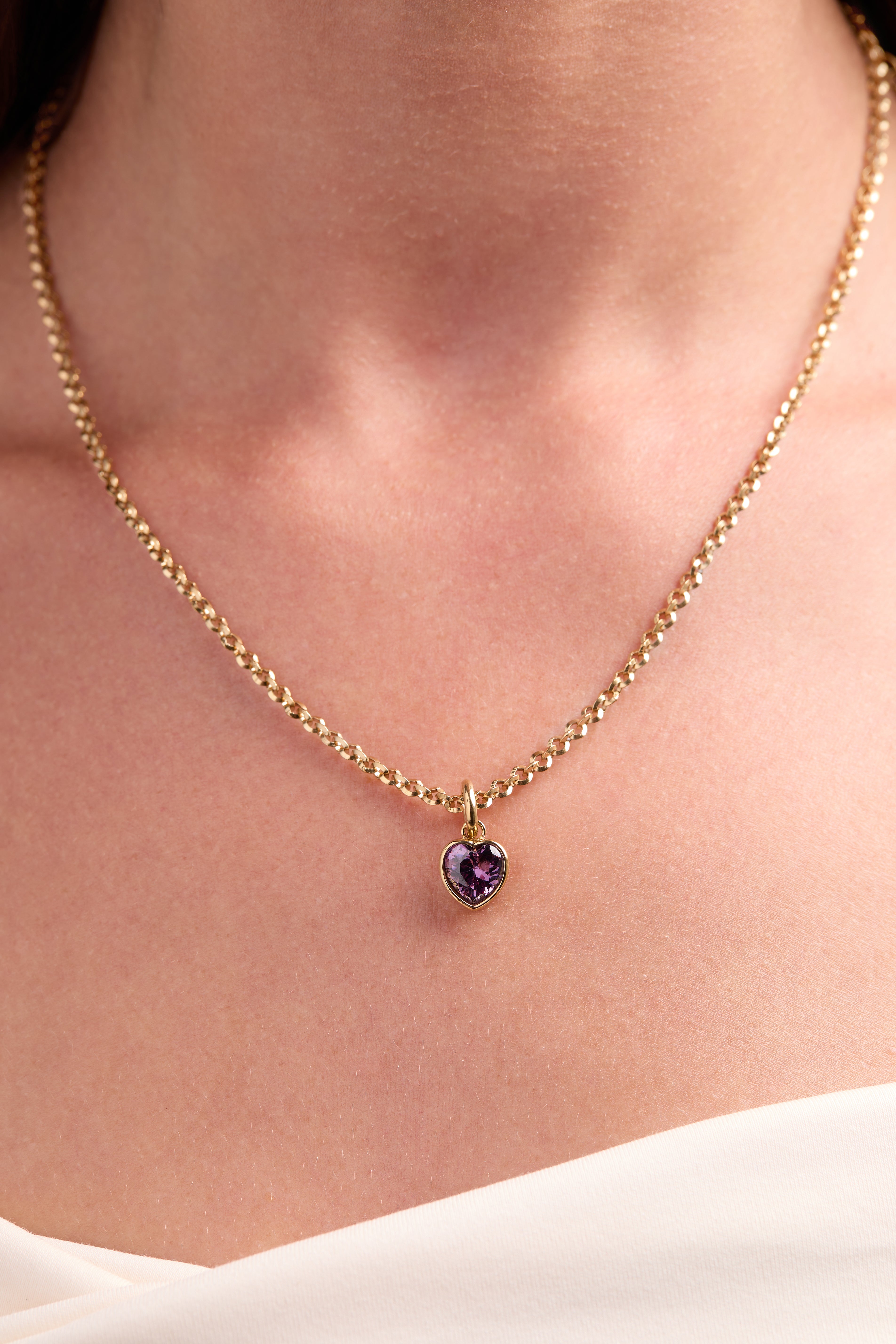February 'clarity' Heart Birthstone Charm